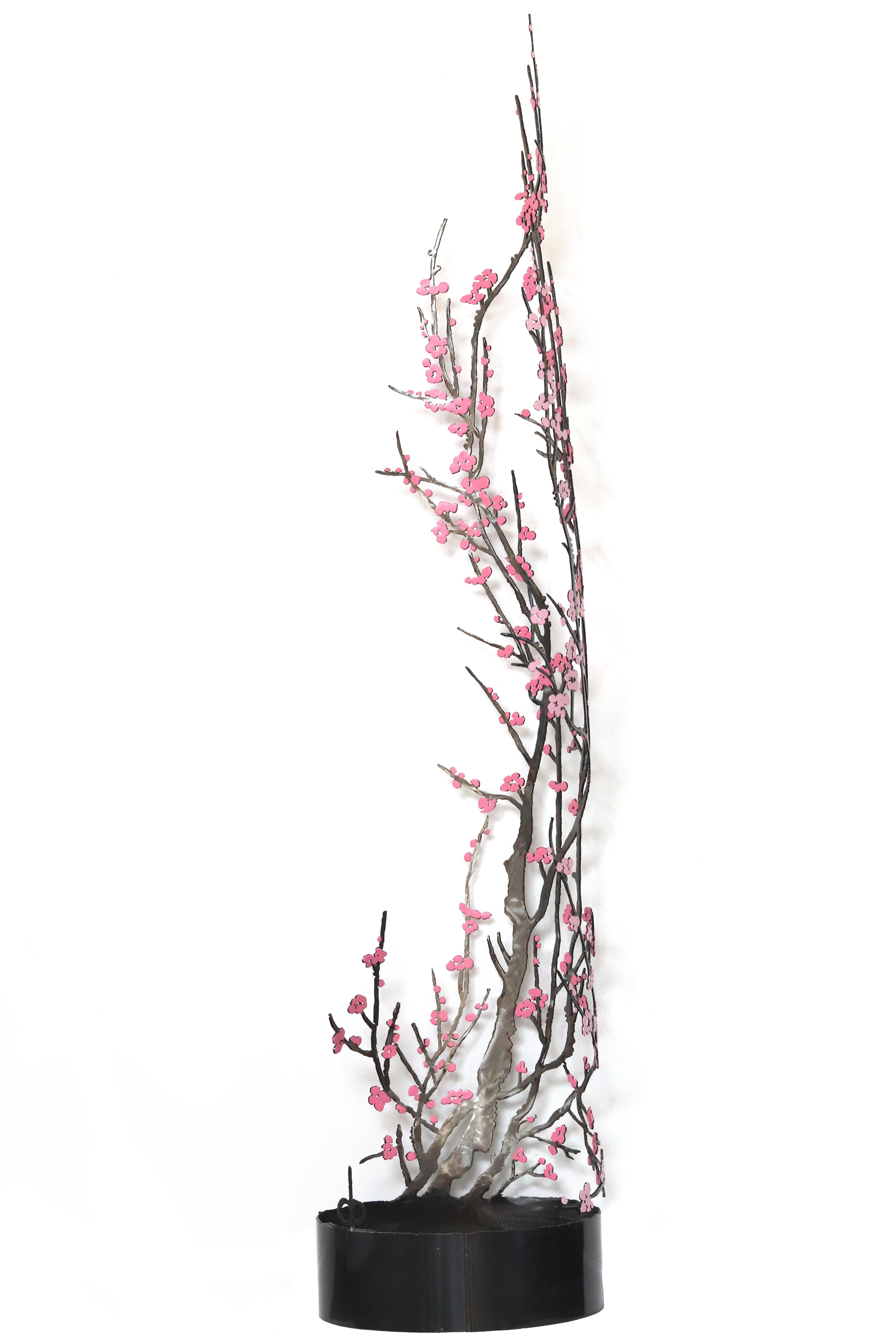Antike Kirschblütenblüten - Große geblümte Baumskulptur aus Stahl (Schwarz), Still-Life Sculpture, von D'Arcy Bellamy