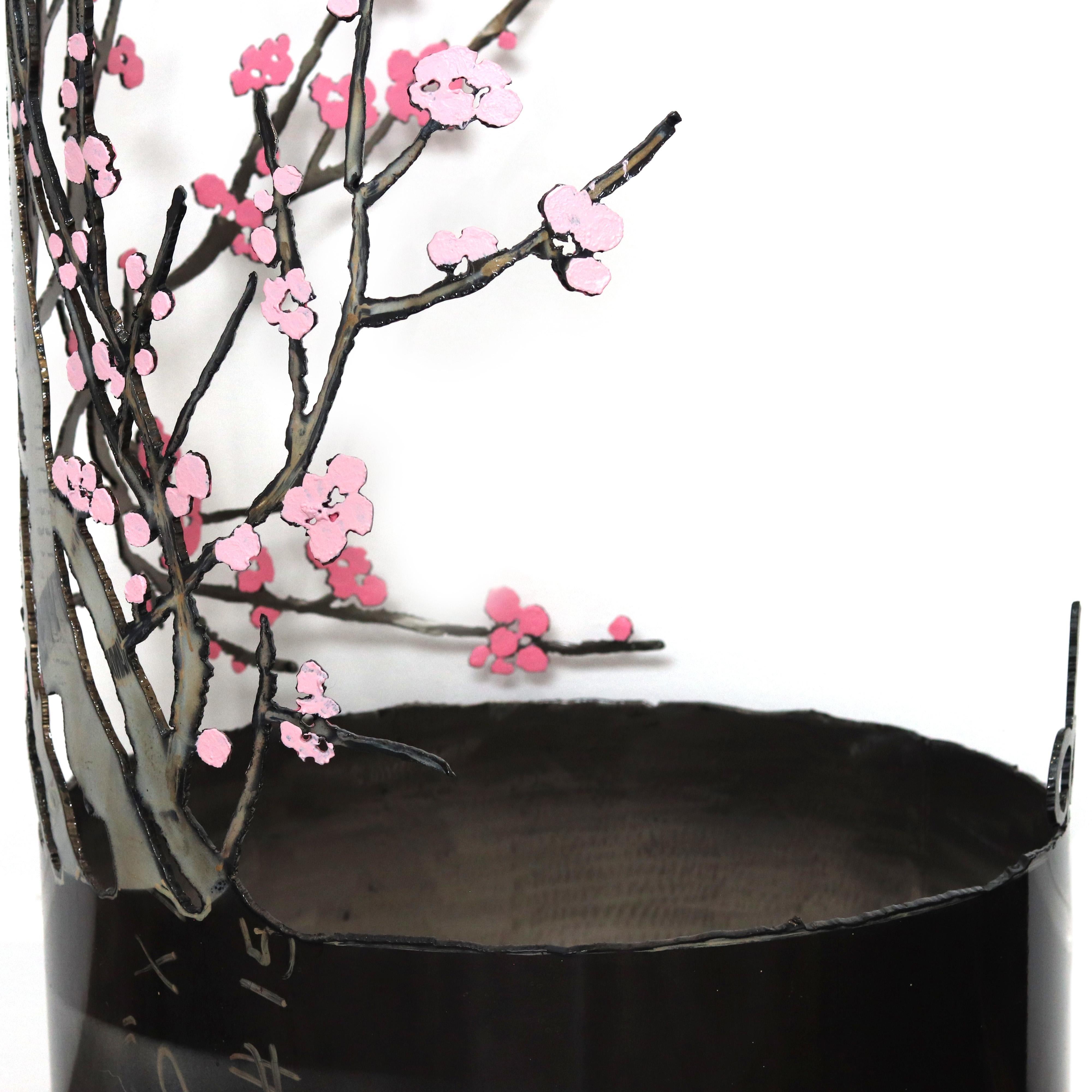 Antike Kirschblütenblüten - Große geblümte Baumskulptur aus Stahl im Angebot 4