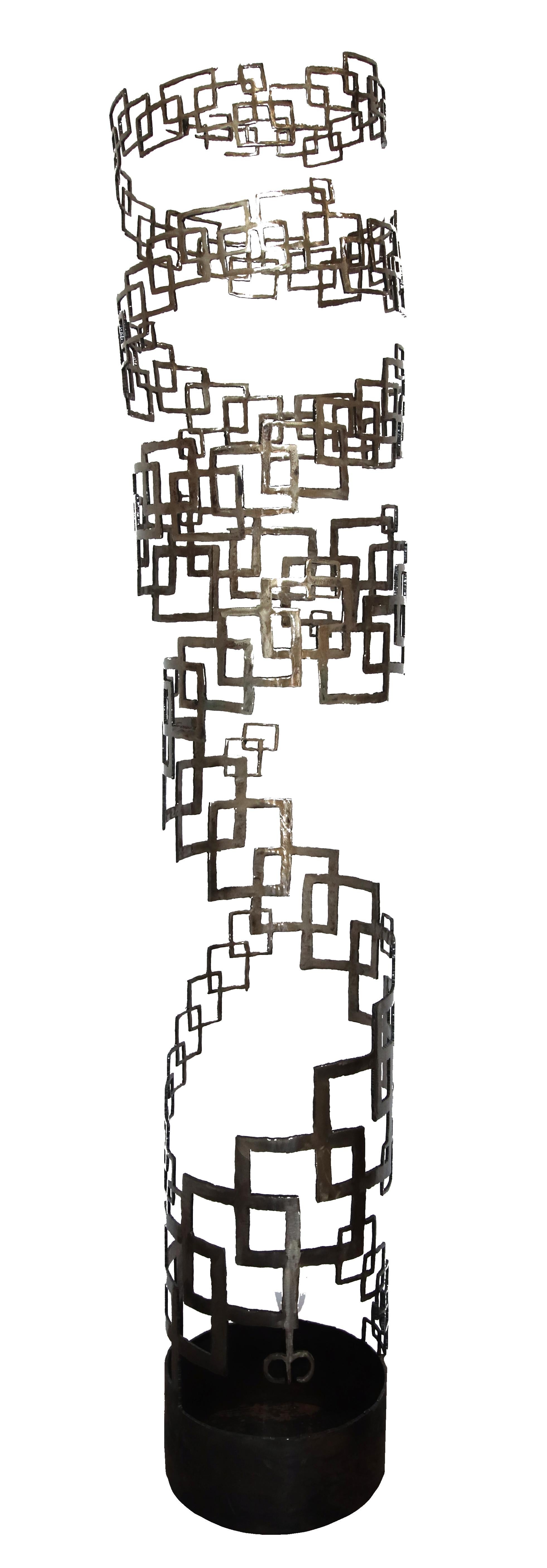 Quadratische Macht – Große abstrakte Original-Skulptur aus Stahl