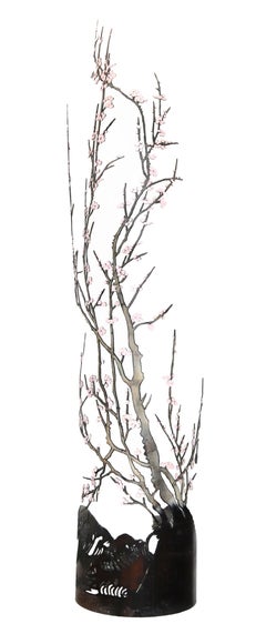 Strength and Beauty -  Large Steel Pink Floral Indoor Sculpture