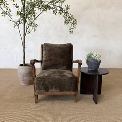 Darcy Velvet Lounge Chair with Curved Wooden Arms