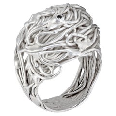 Darcy Miro Kuppelring schwarzer Diamant Sterlingsilber Draht Cluster