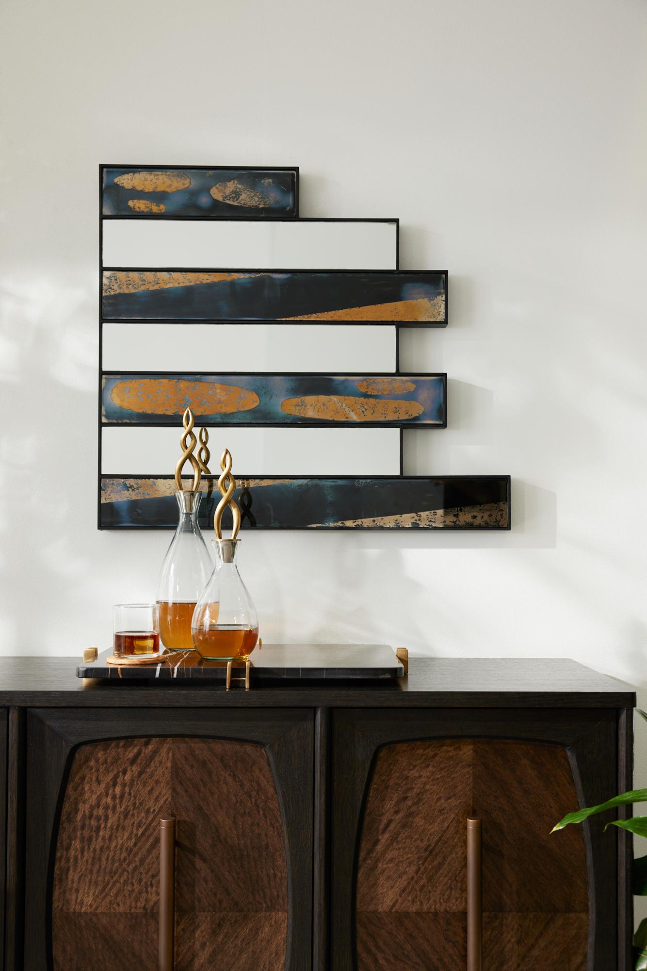 Darcy Mirror WDI02 - Specchio in ferro annerito chiaro e scuro anticato in vendita 8