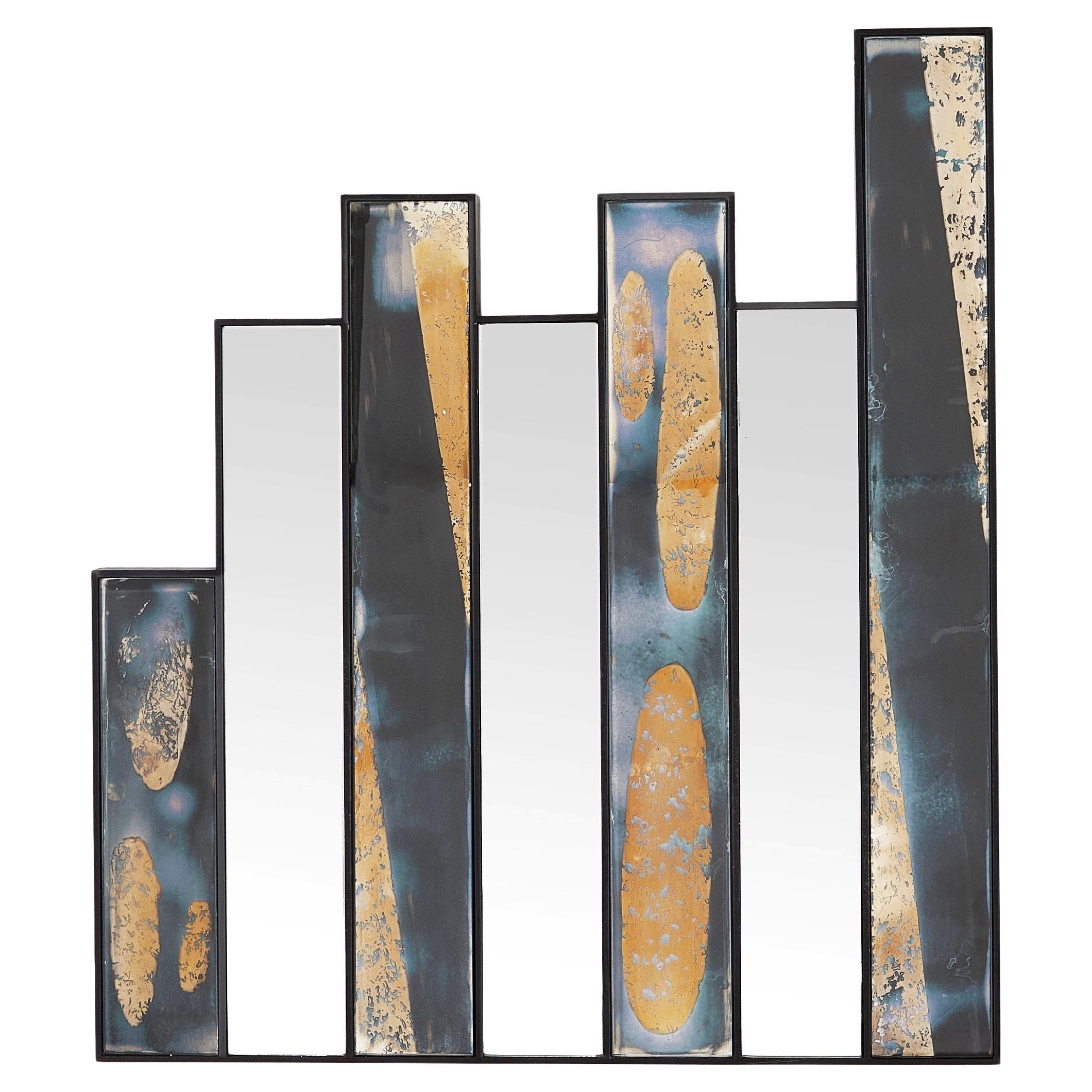 Darcy Mirror WDI02 - Specchio in ferro annerito chiaro e scuro anticato in vendita