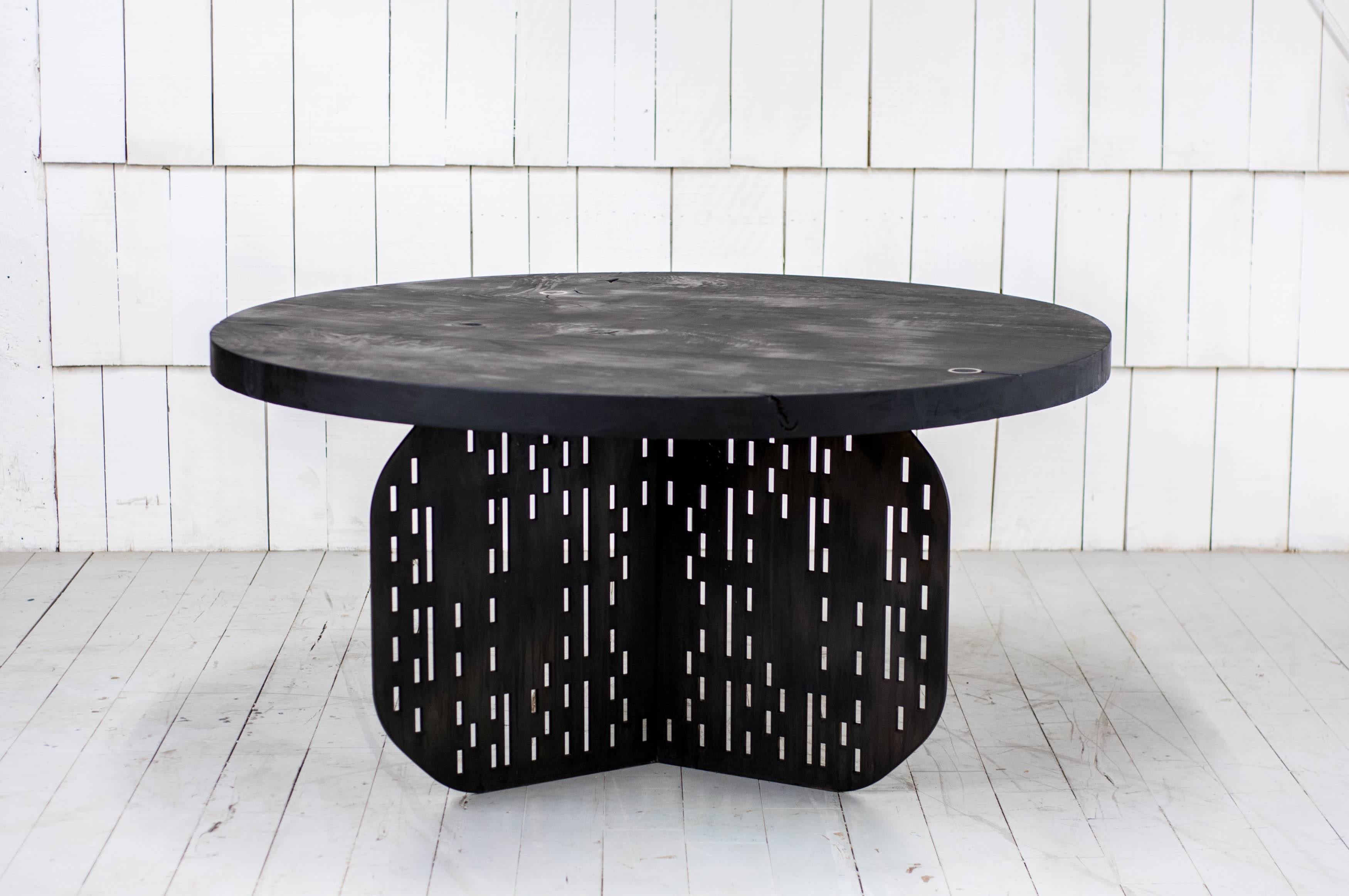 Canadian Darcy Table in Blackened Steel, Bronze and Charred Maple