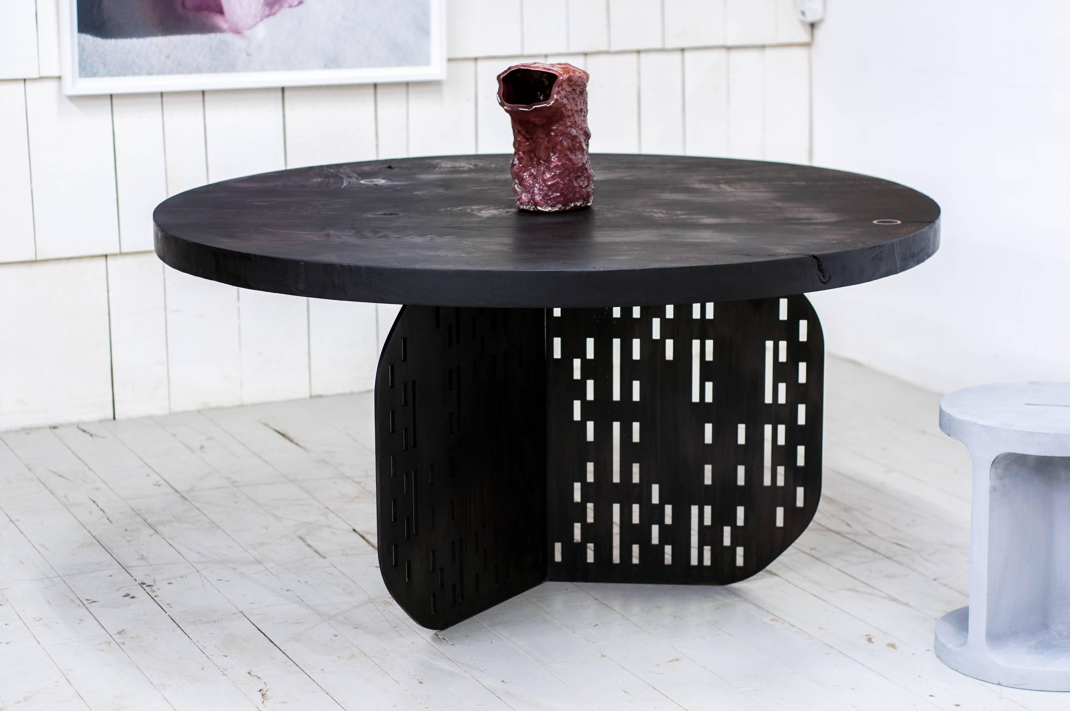 Darcy Table in Blackened Steel, Bronze and Charred Maple 1