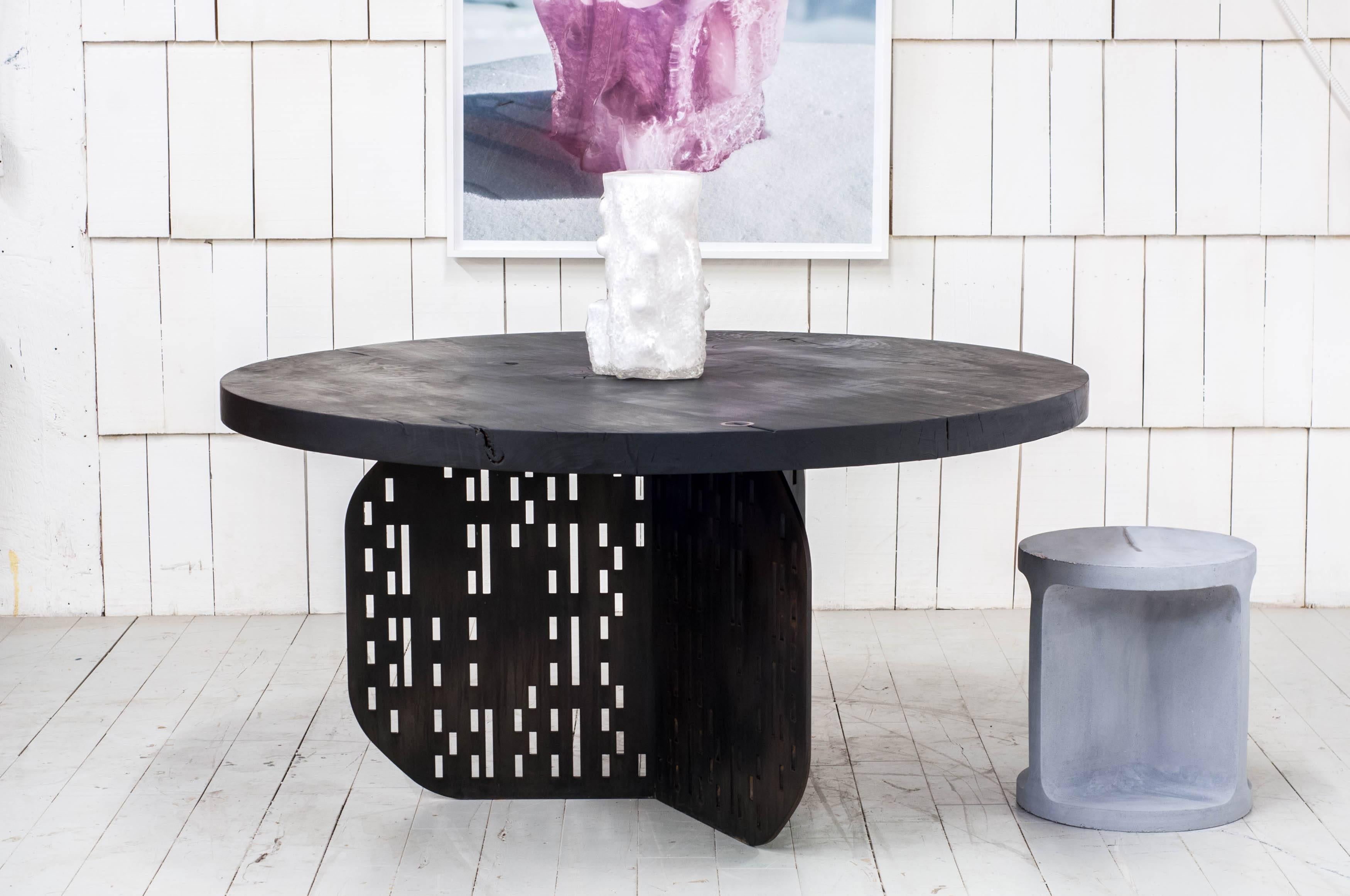 Darcy Table in Blackened Steel, Bronze and Charred Maple 2