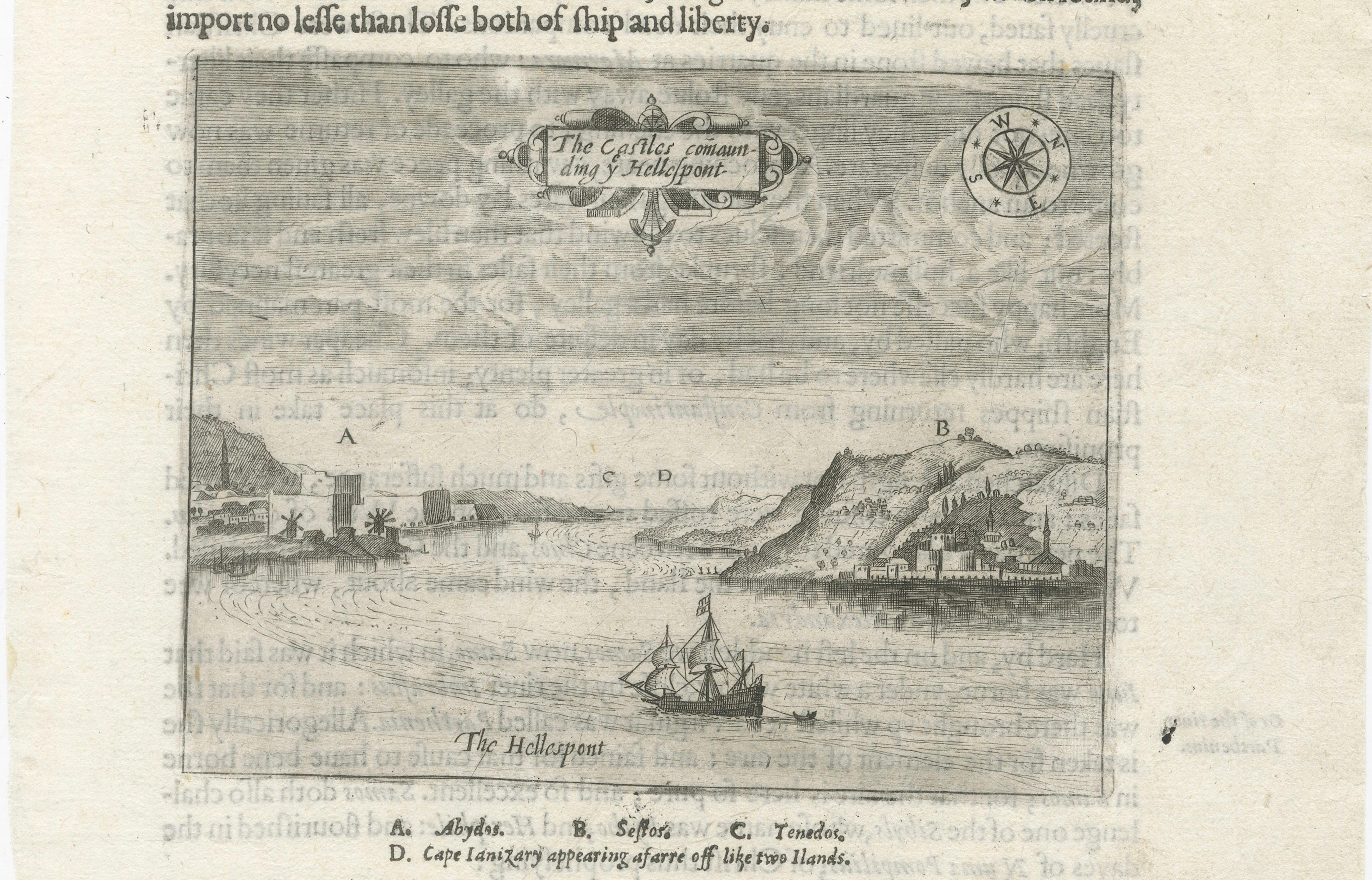 Dardanelles & Hellespont View by George Sandys, Ottoman Turkey, 1621