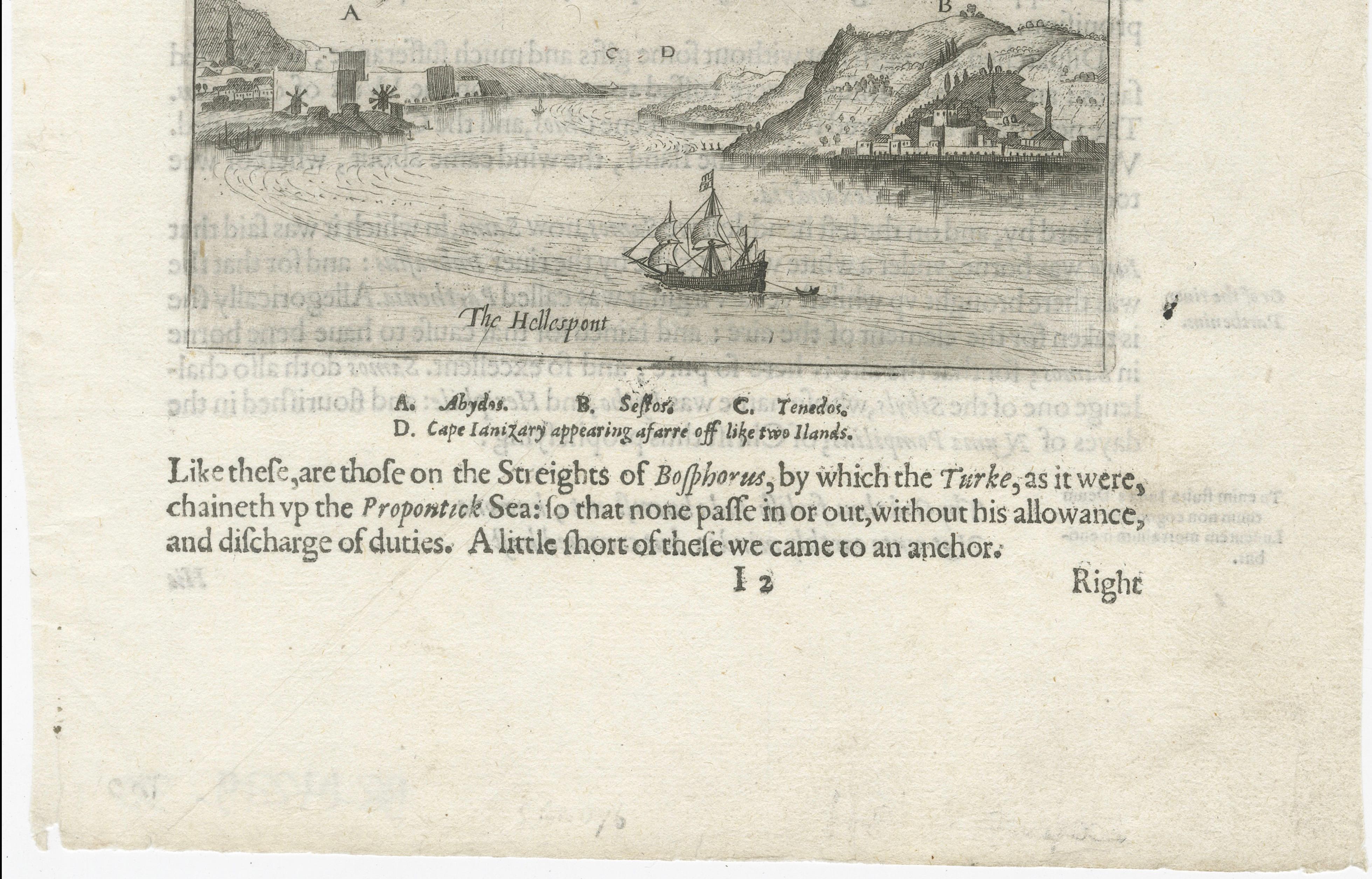 Dardanelles & Hellespont View by George Sandys, Ottoman Turkey, 1621