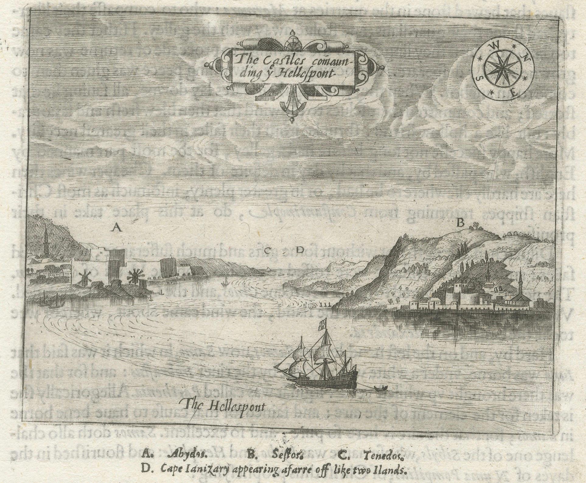 Dardanelles & Hellespont View by George Sandys, Ottoman Turkey, 1621