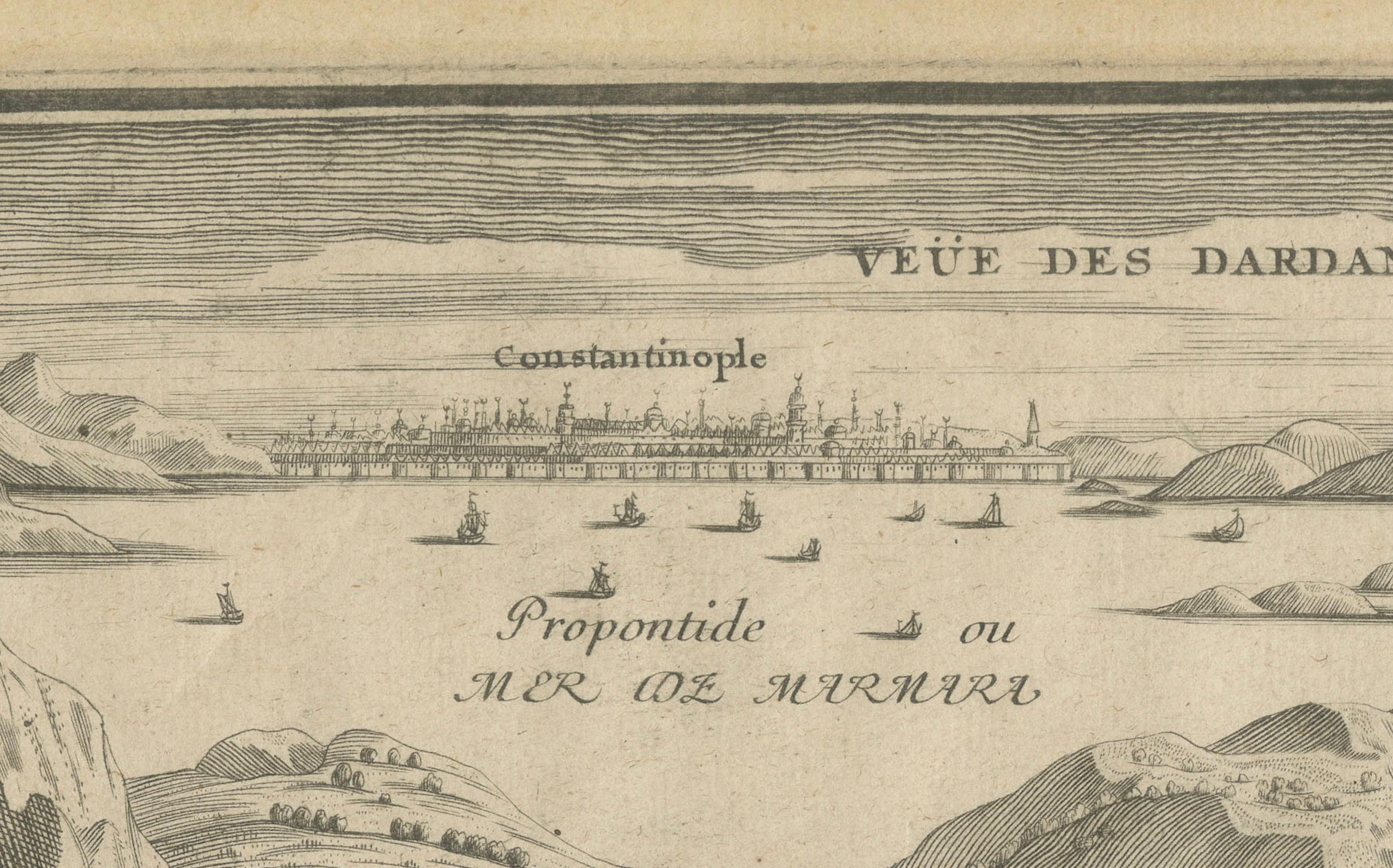 Paper Dardanelles Strait, with a Perspective of the City of Constantinople, 1693 For Sale