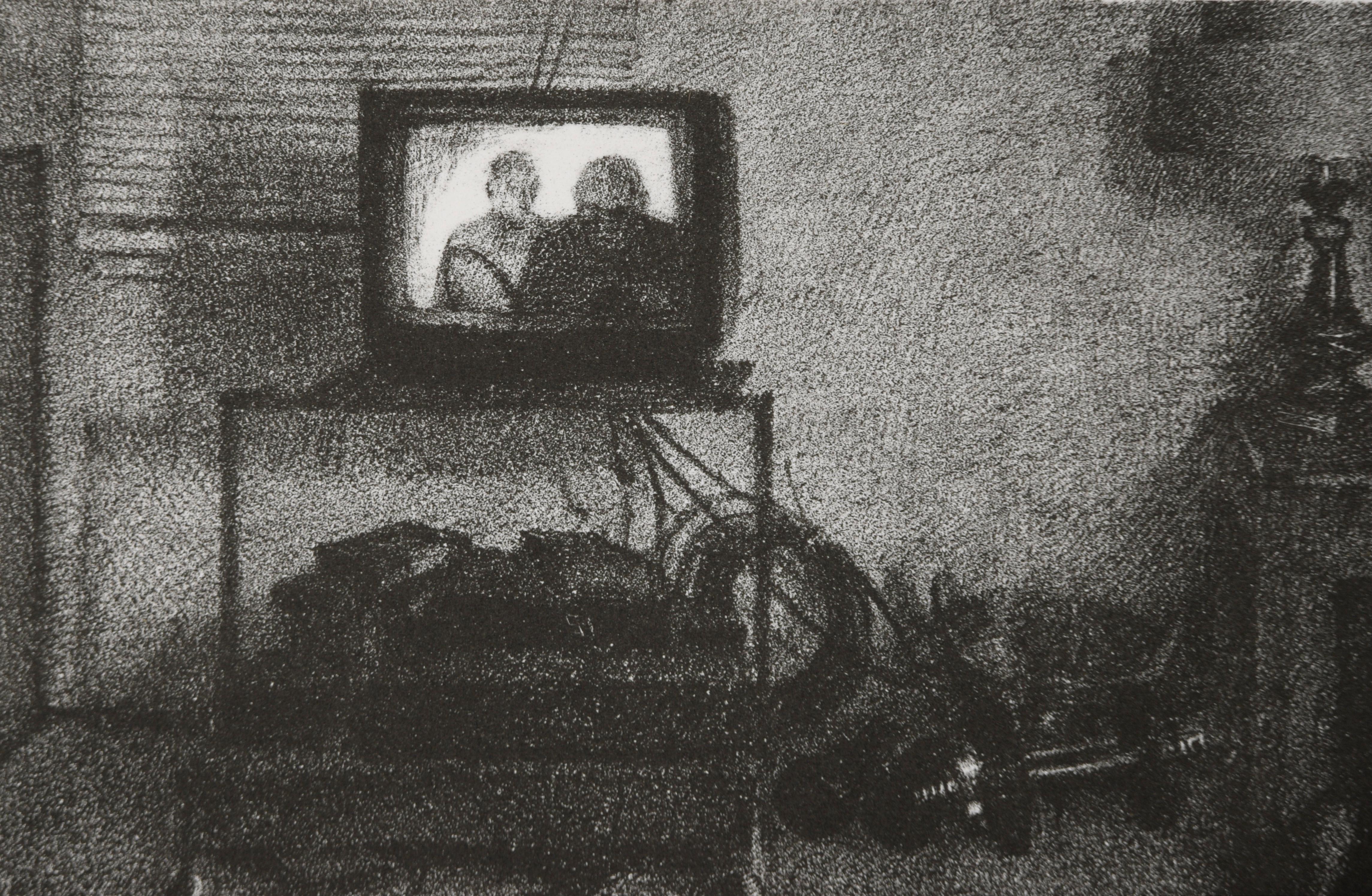 Impression vintage Moody avec deux personnages style Edward Hopper en vente 1