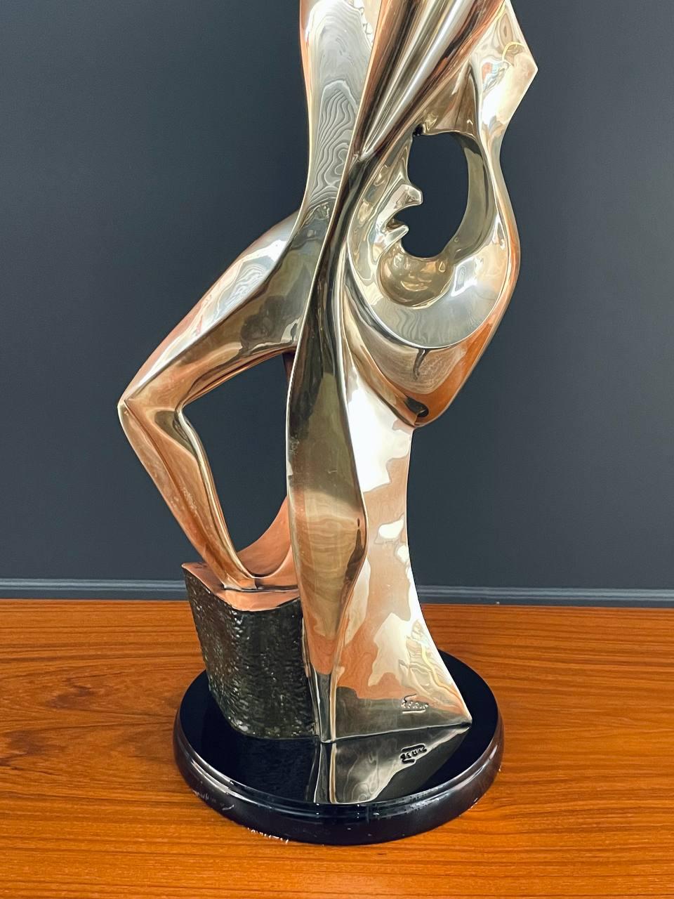 Metal D'Argenta Gold Plated Abstract Couple Sculpture by Tere Memun For Sale