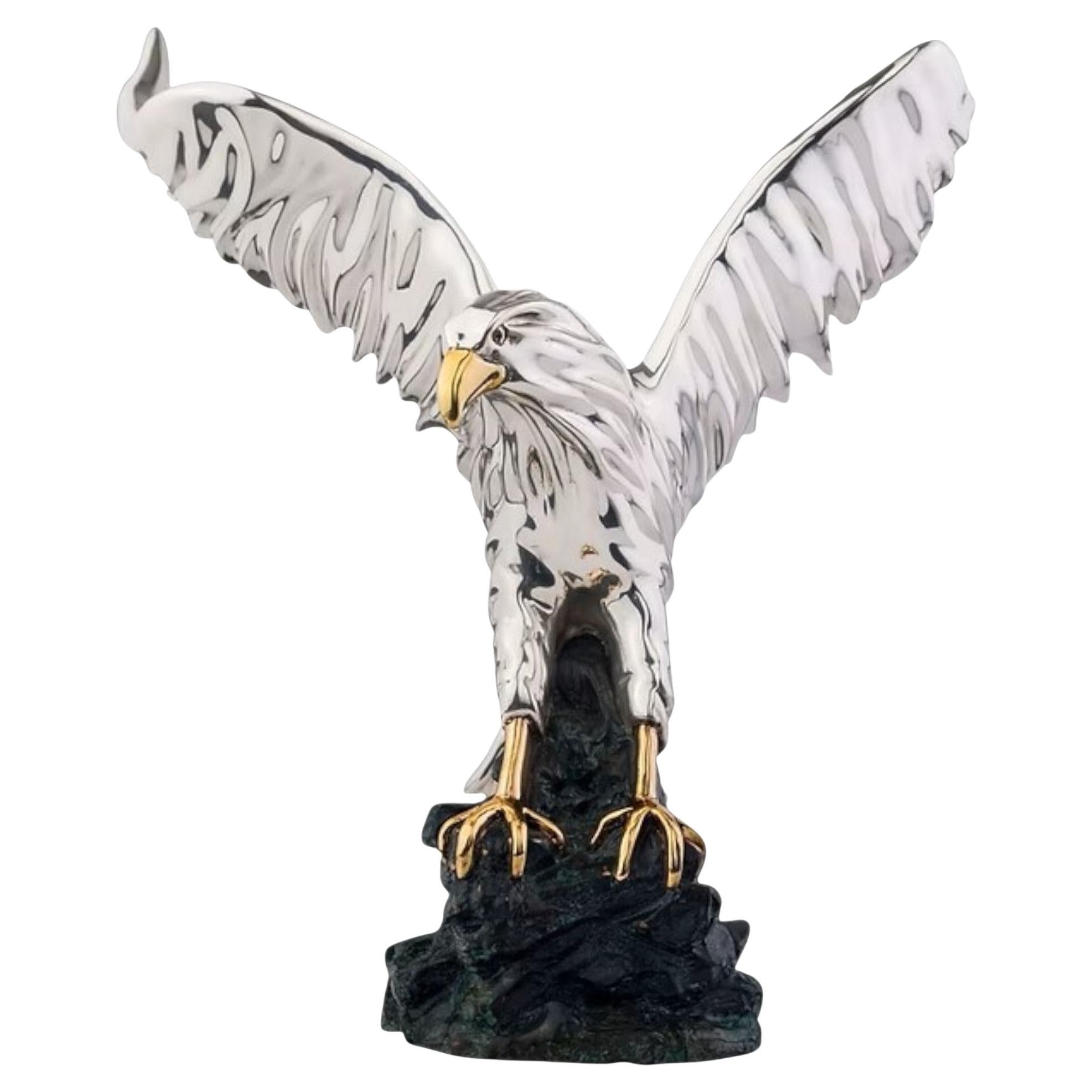 D'Argenta Silver Eagle Statue - Taking Flight For Sale