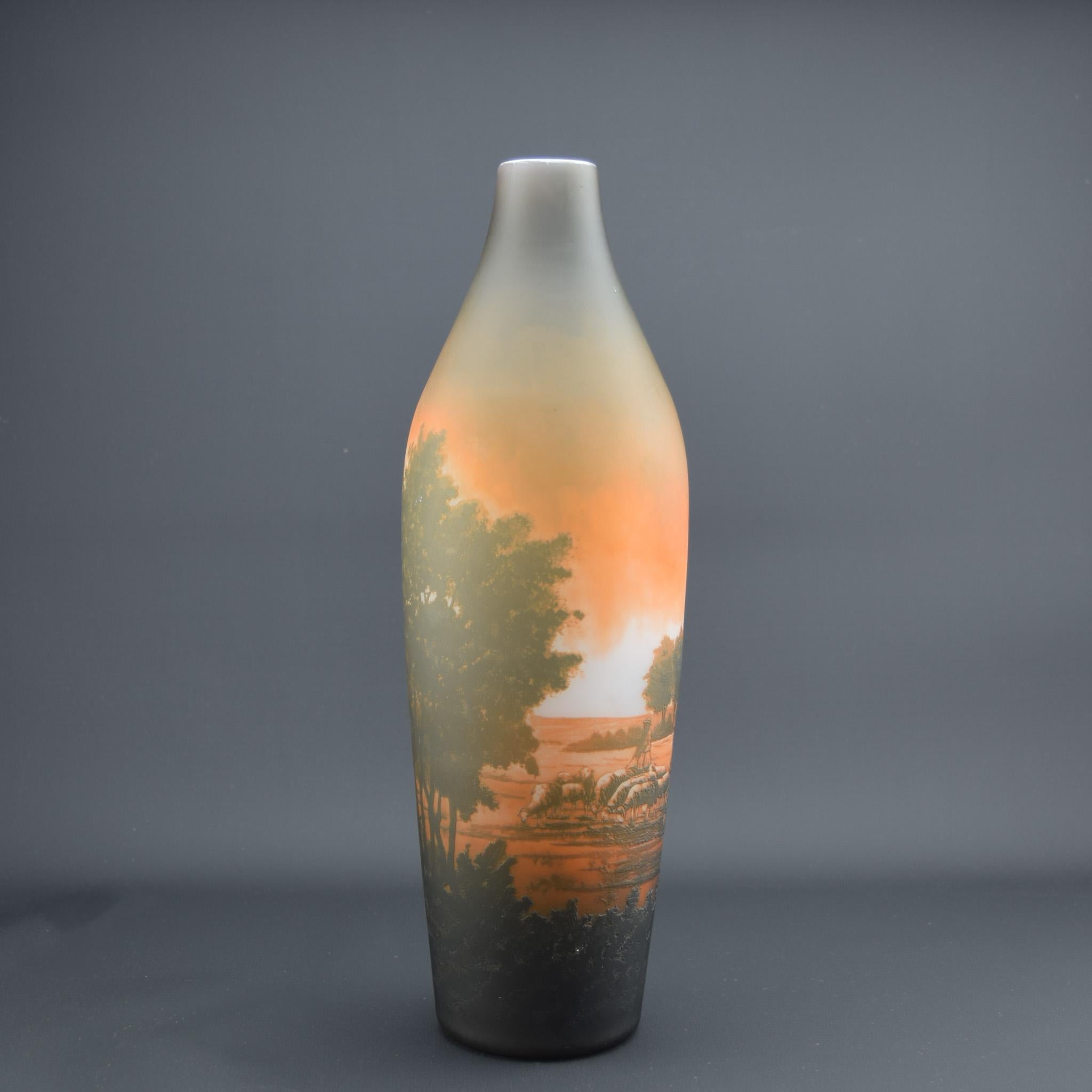 Jarrón pastor D'argental glass camafeo C1920 principios del siglo XX en venta
