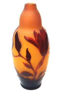 D'Argental Magnolia Cameo Glass Vase made by Paul Nicolas for St Louis