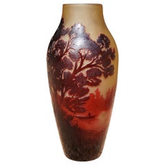 Vase DArgental Paul Nicolas Art Nouveau Cameo scénique en verre d'art, 1910