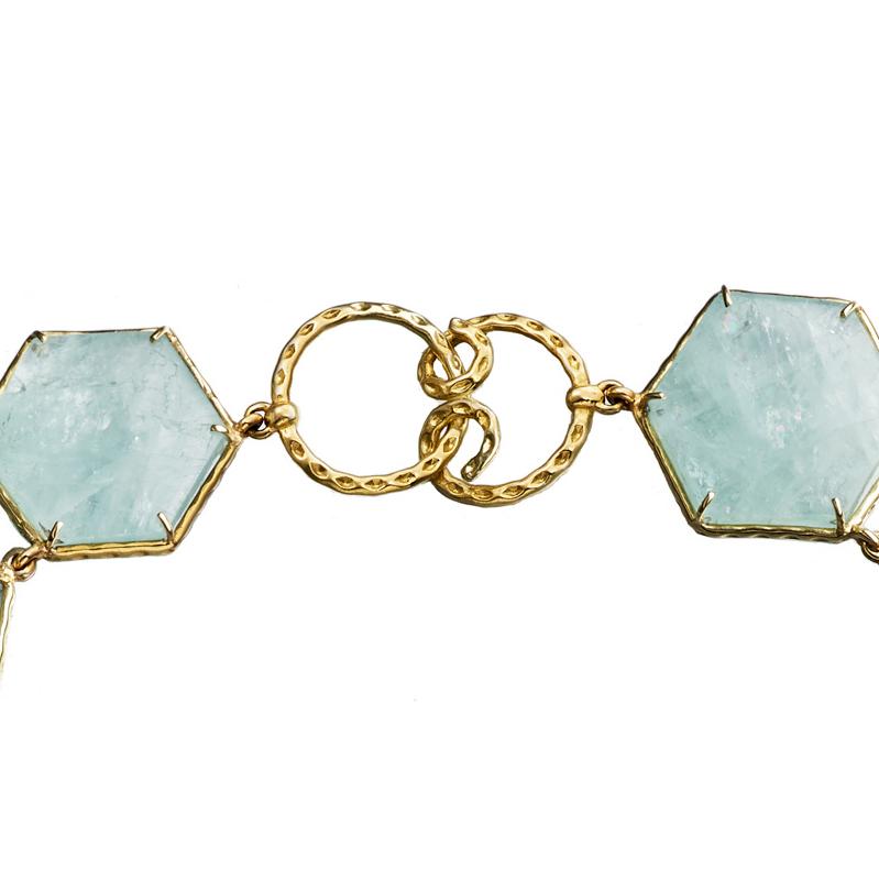 Daria de Koning Aquamarine, Amazonite, Tourmaline Hexagonal Necklace In New Condition For Sale In Los Angeles, CA