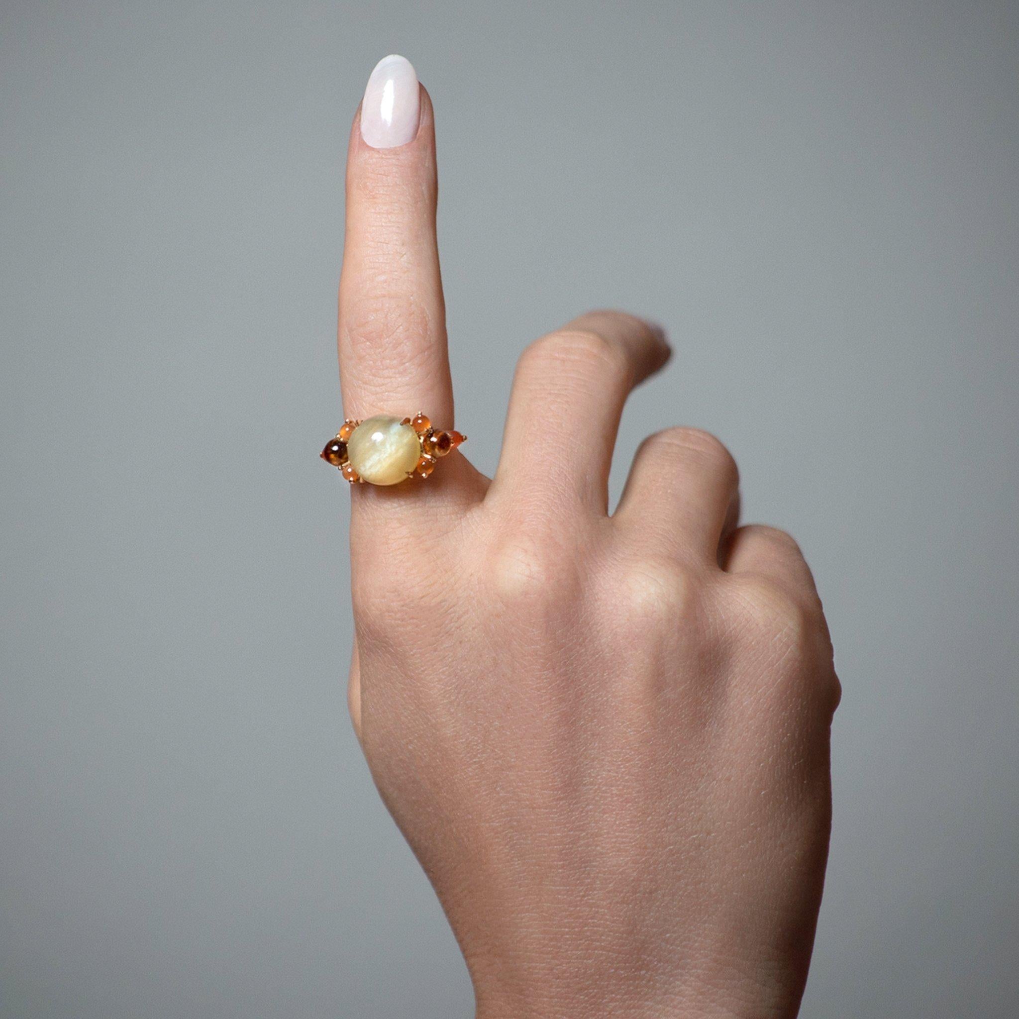 Artisan Aquamarine, Tourmaline, and Iolite Cocktail Ring For Sale