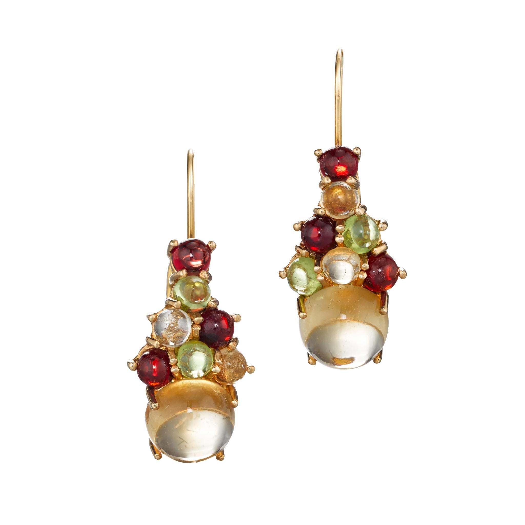 Daria de Koning Cabochon Cut Citrine and Multi Gem Drop Cluster Earrings For Sale