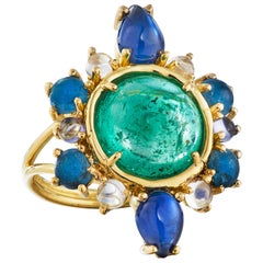 Daria de Koning Emerald, Sapphire, Moonstone, Iolite and Apatite Ring
