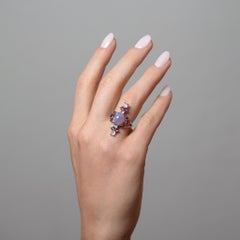 Daria de Koning Holley Agate Chalcedony, Rainbow Moonstone, Amethyst, Iolite Ring