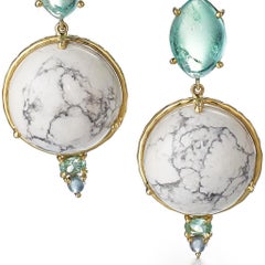 Daria de Koning Muzo Emerald, Aquamarine, White Howlite, Tourmaline Earrings