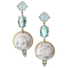 Daria de Koning Muzo Emerald, Aquamarine, White Howlite, Tourmaline Earrings