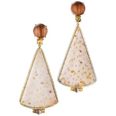 Daria de Koning Rutilated Quartz, Citrine, Fossilized Palm Wood Earrings