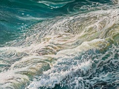 «A Second Before the Touch» — Hyperrealistic Seascape Oil Painting of Ocean Wave