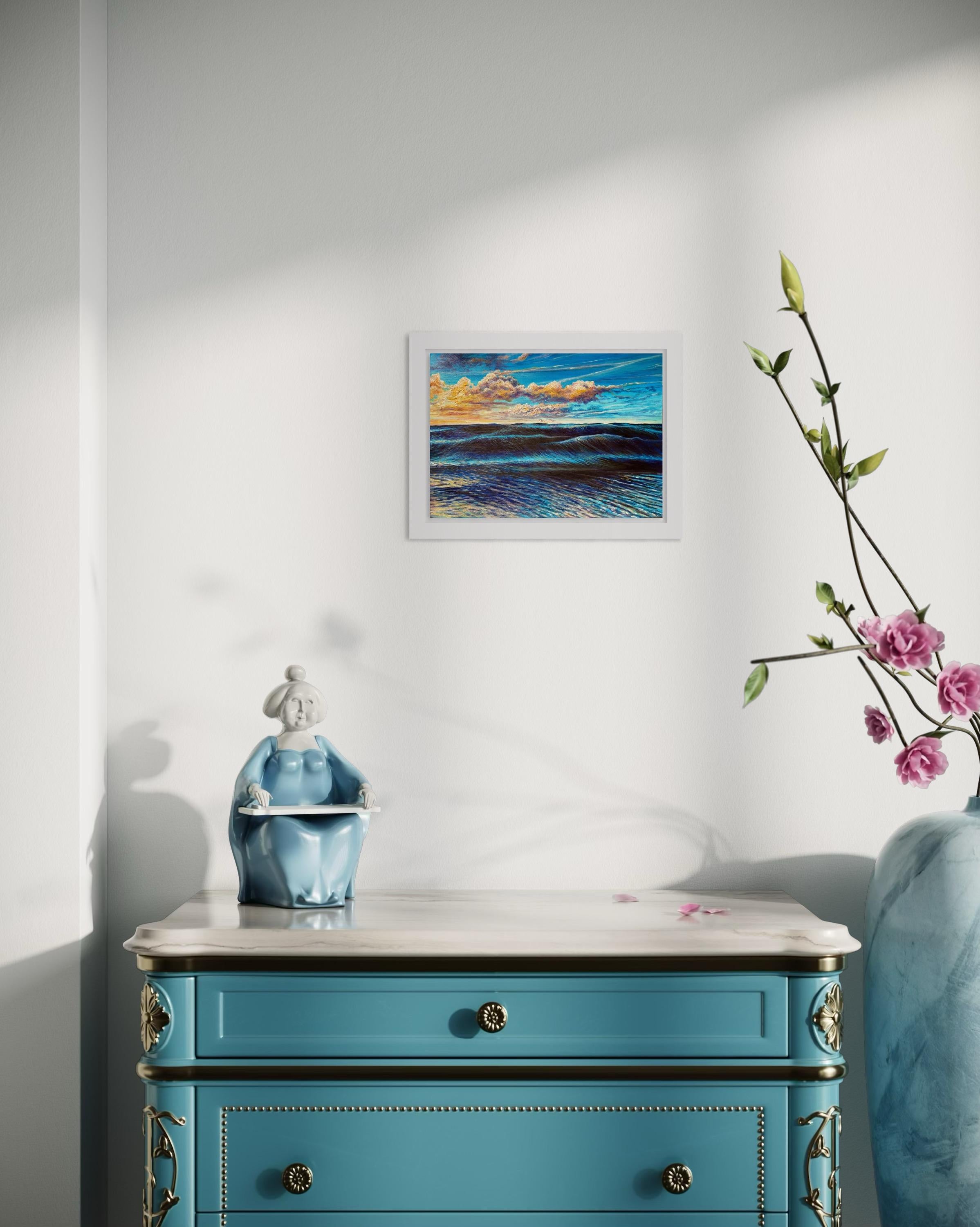 “Blue Horizons” — Hyperrealistic Seascape Acrylic Painting on Canvas For Sale 8