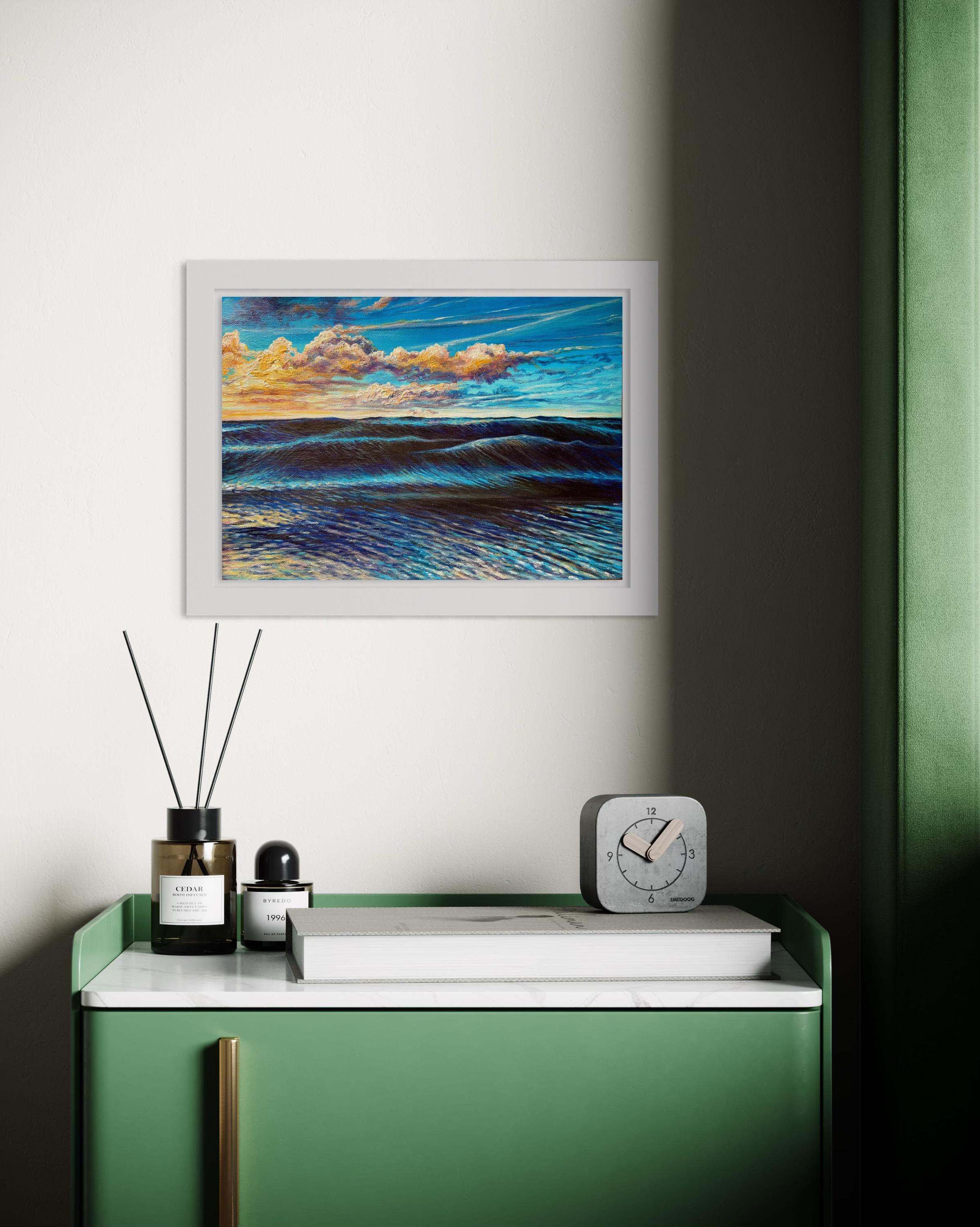 “Blue Horizons” — Hyperrealistic Seascape Acrylic Painting on Canvas For Sale 9
