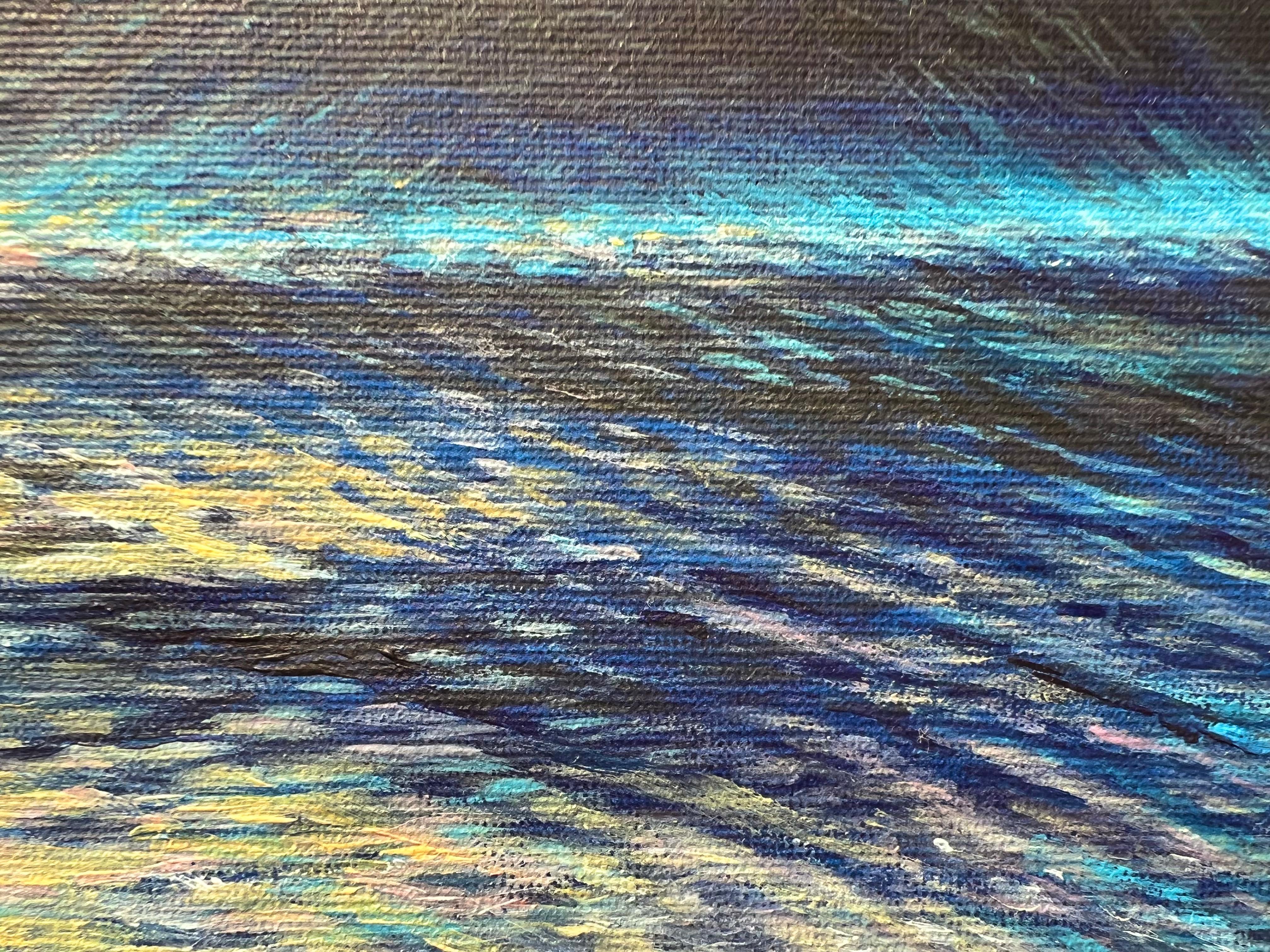 “Blue Horizons” — Hyperrealistic Seascape Acrylic Painting on Canvas For Sale 1