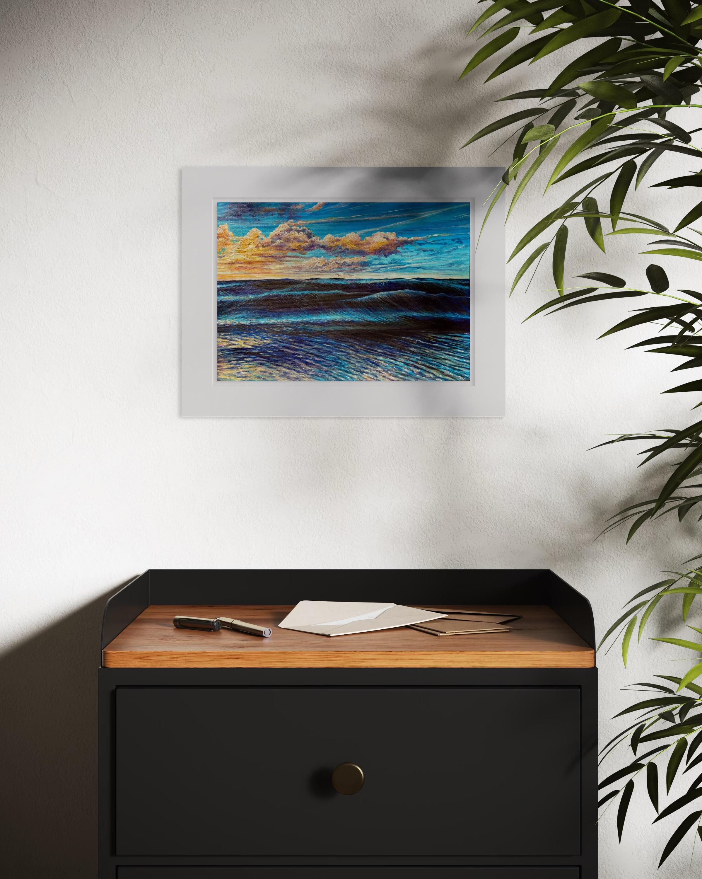“Blue Horizons” — Hyperrealistic Seascape Acrylic Painting on Canvas For Sale 5