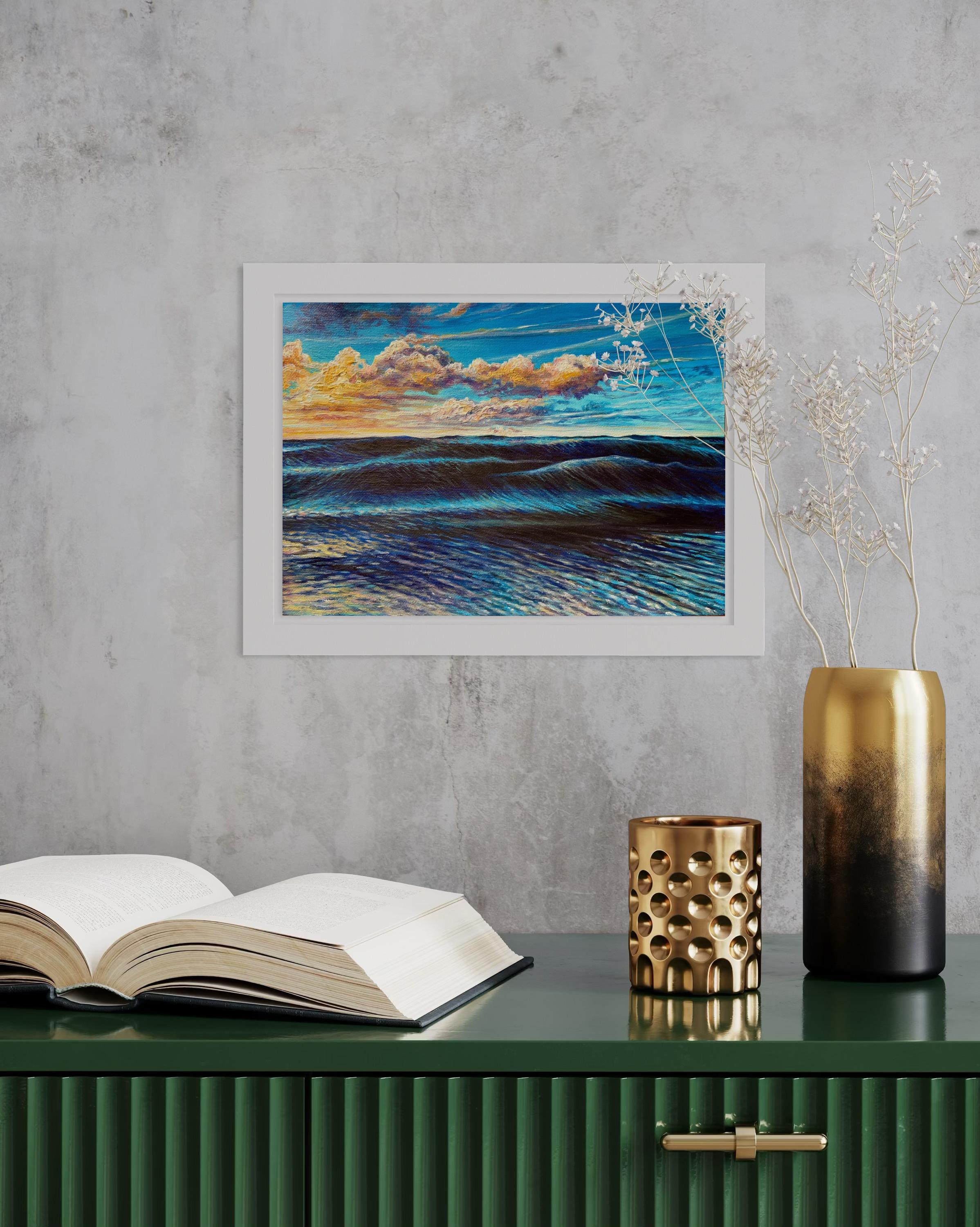 “Blue Horizons” — Hyperrealistic Seascape Acrylic Painting on Canvas For Sale 7