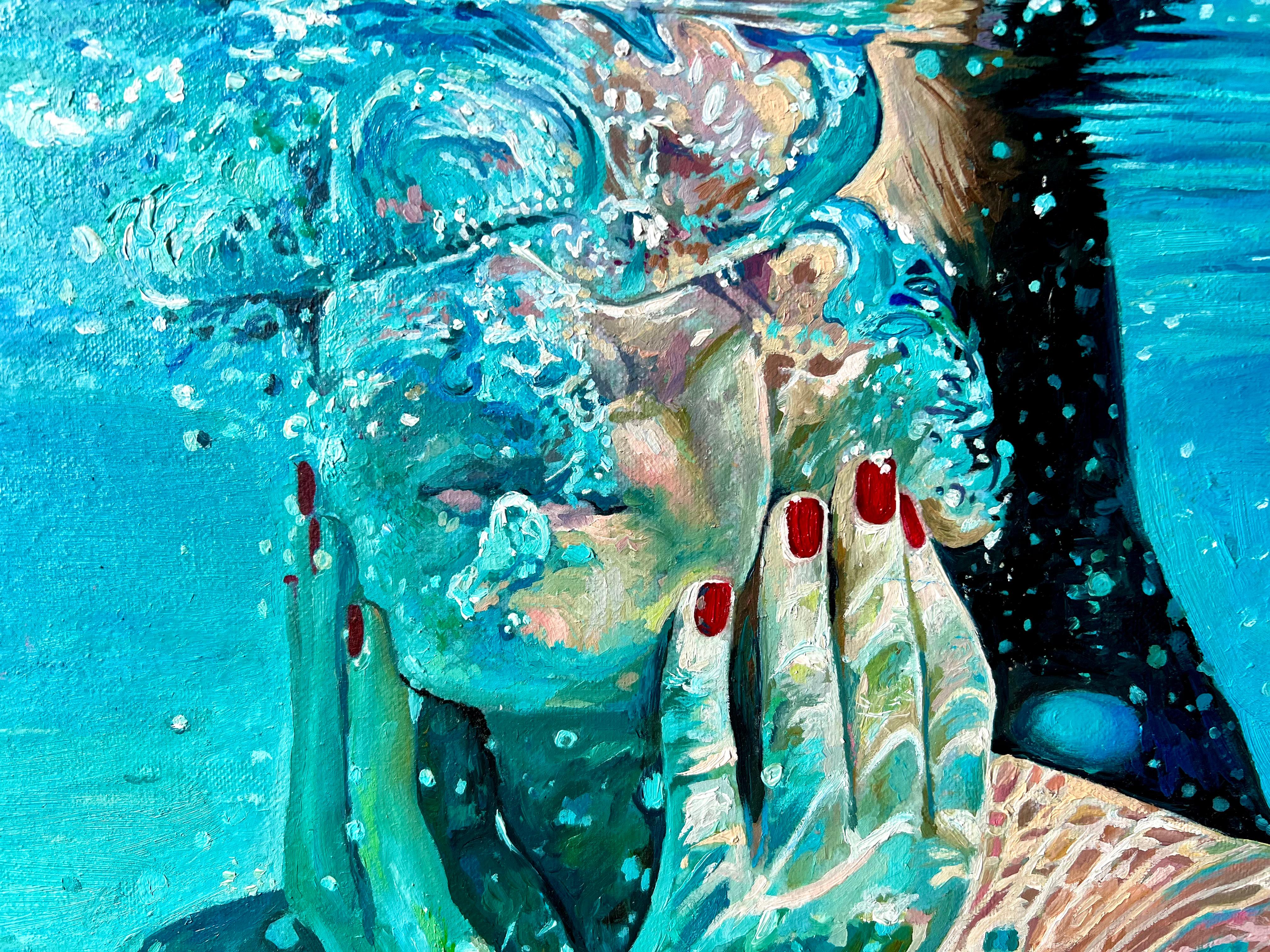 TAUCHEN (Blau), Figurative Painting, von DARIA DUDOCHNYKOVA