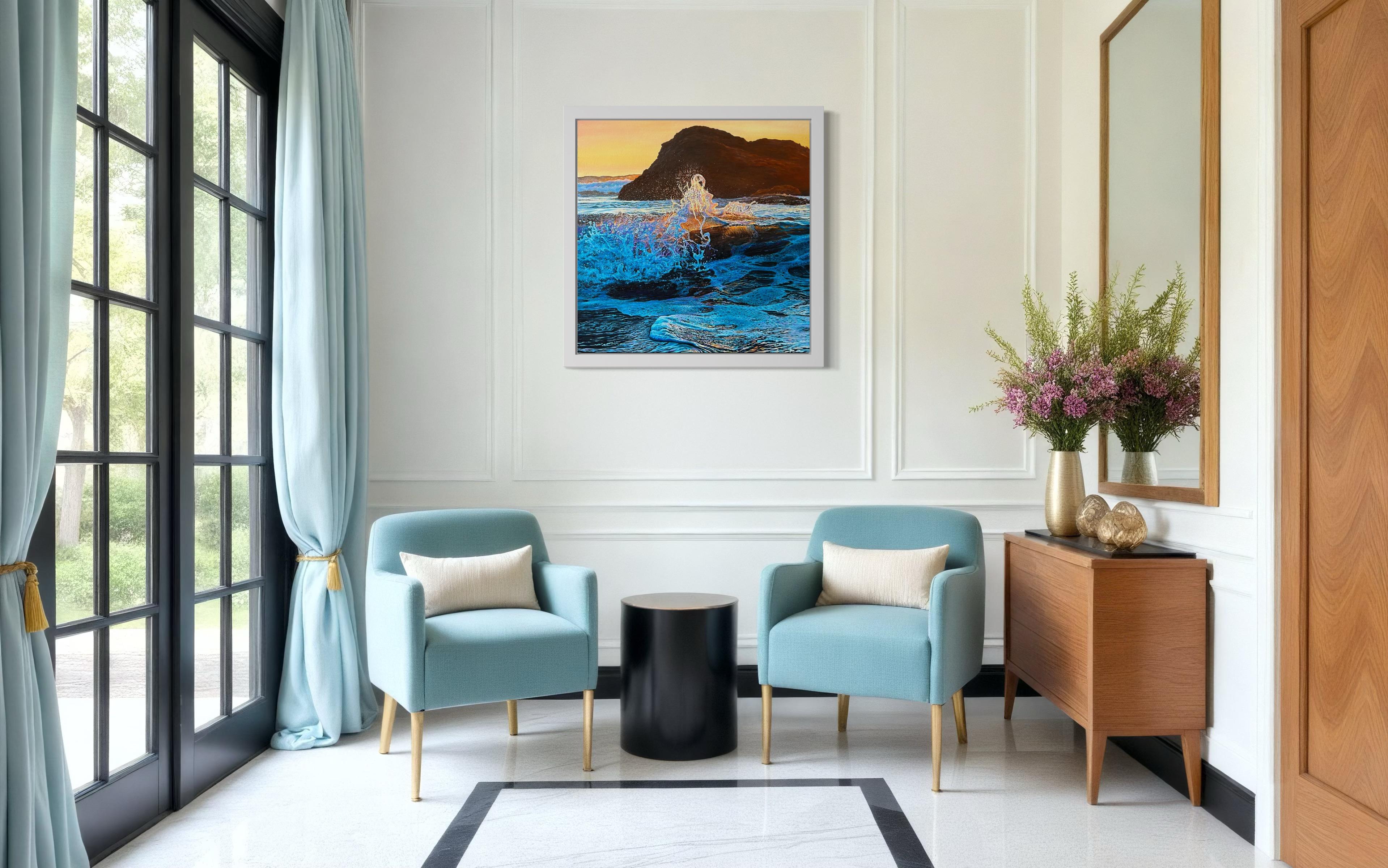 «Explosion of Feelings» – Hyperrealistic Seascape Oil Painting For Sale 7