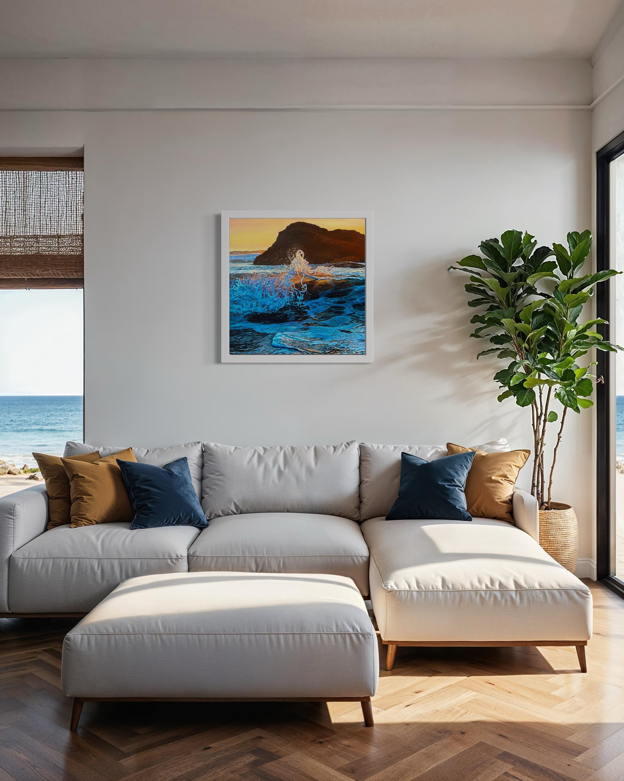 «Explosion of Feelings» – Hyperrealistic Seascape Oil Painting For Sale 13