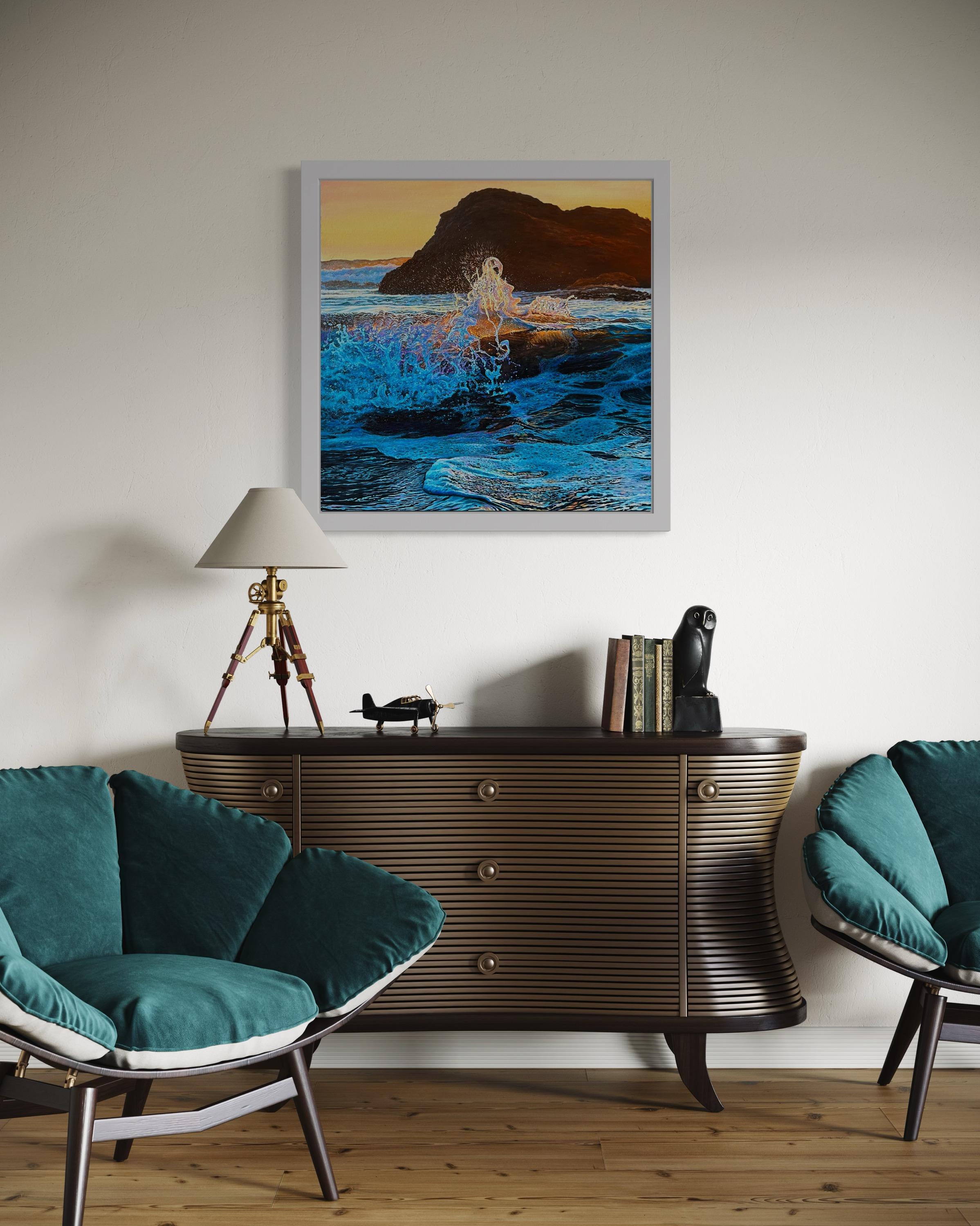 «Explosion of Feelings» – Hyperrealistic Seascape Oil Painting For Sale 14