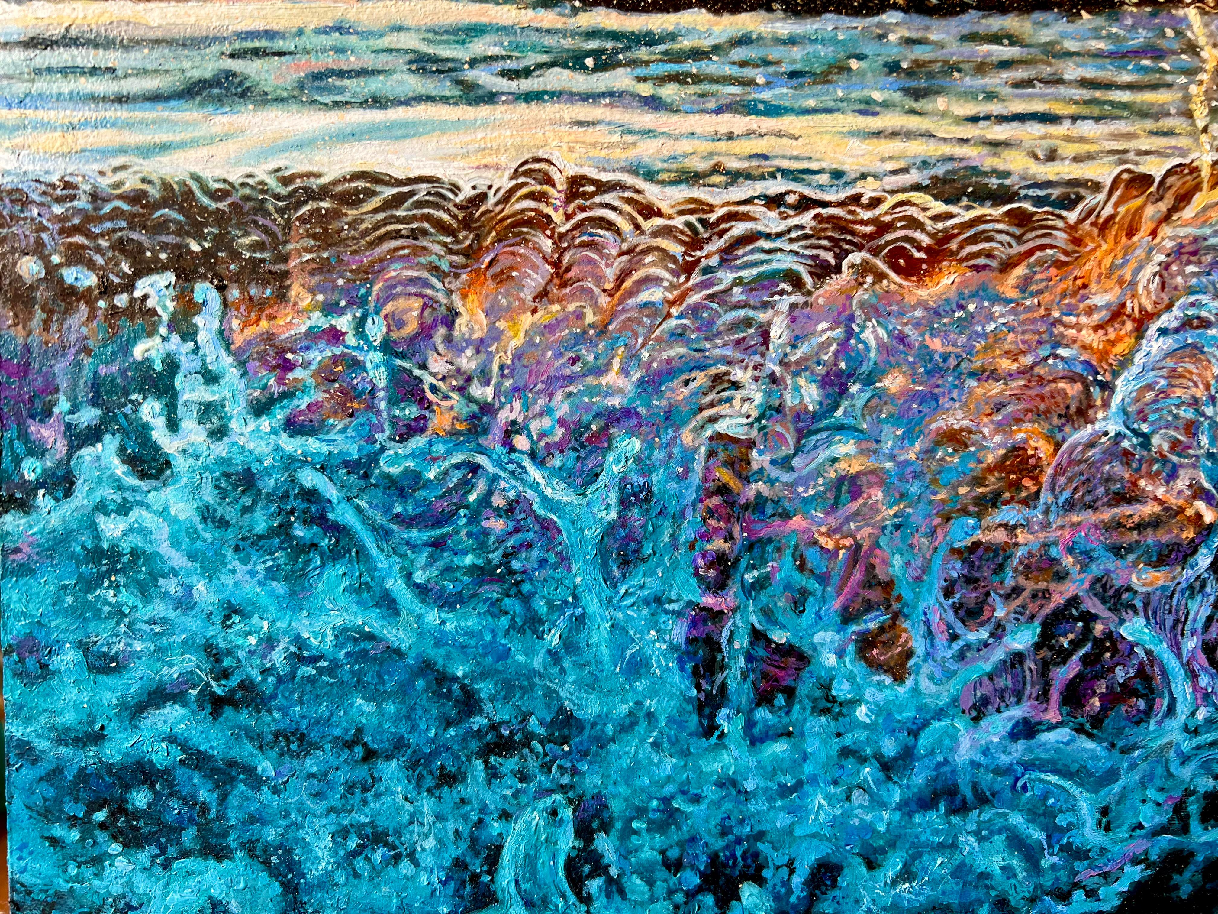 «Explosion of Feelings» – Hyperrealistic Seascape Oil Painting For Sale 1