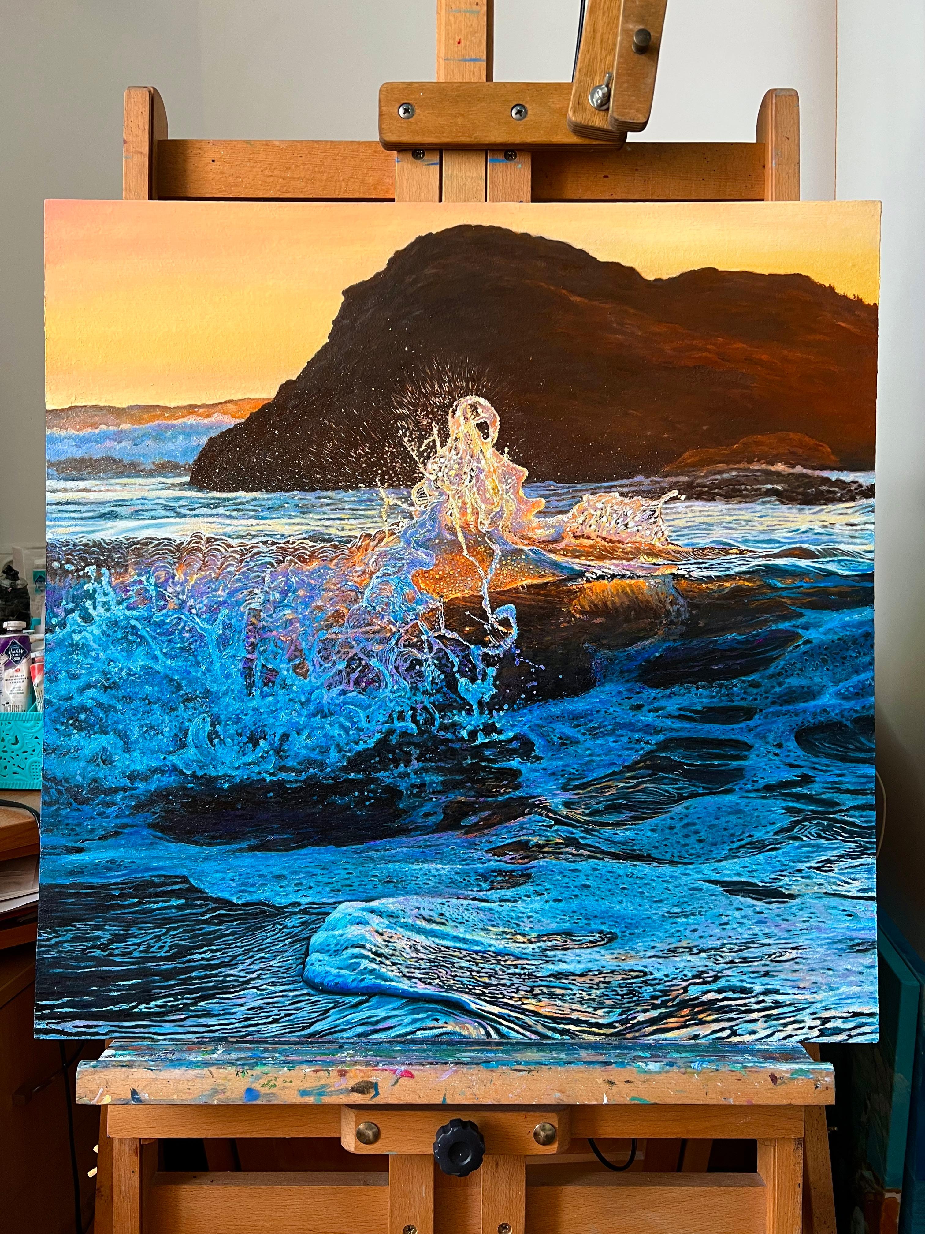 «Explosion of Feelings» – Hyperrealistic Seascape Oil Painting For Sale 2