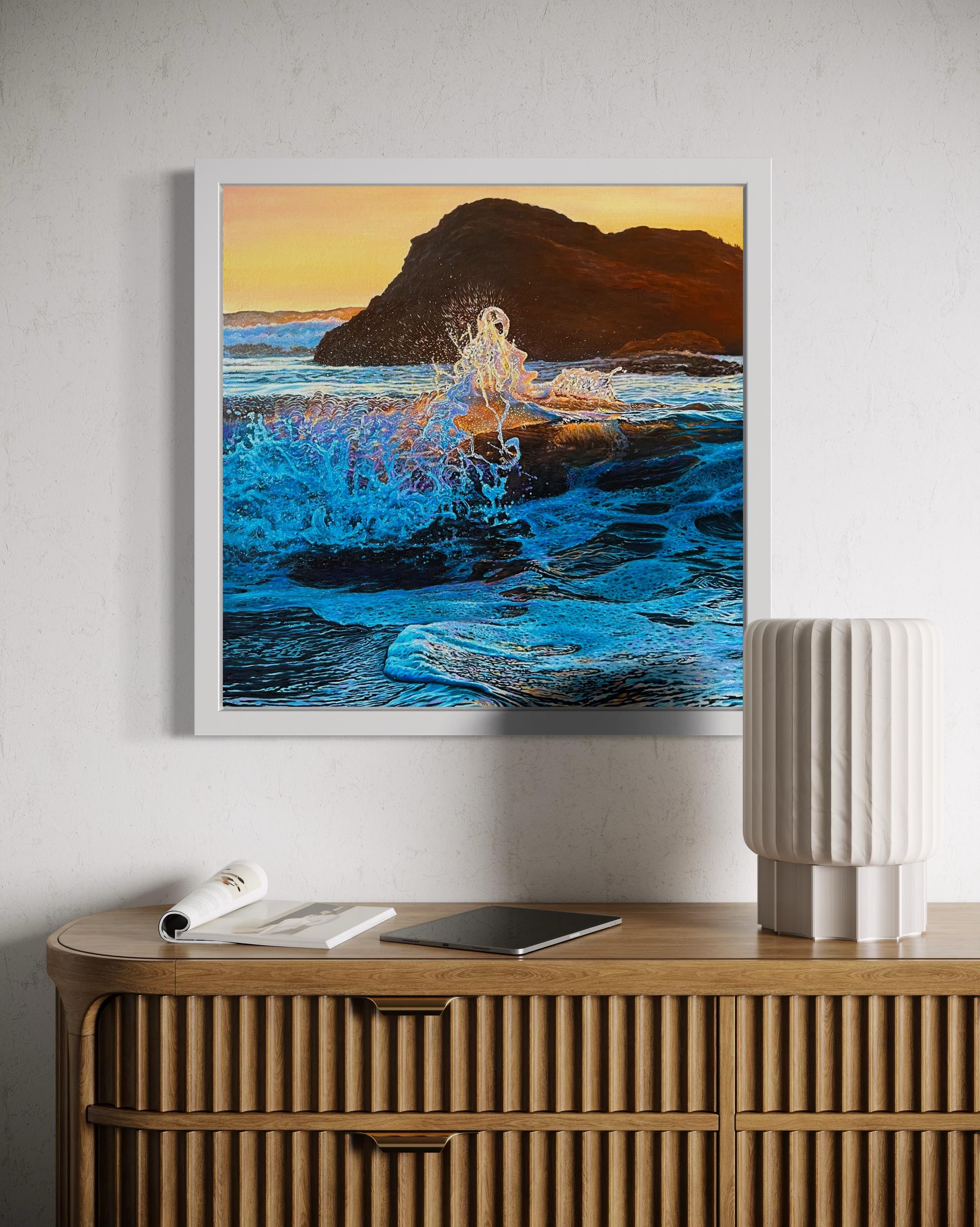 «Explosion of Feelings» – Hyperrealistic Seascape Oil Painting For Sale 4