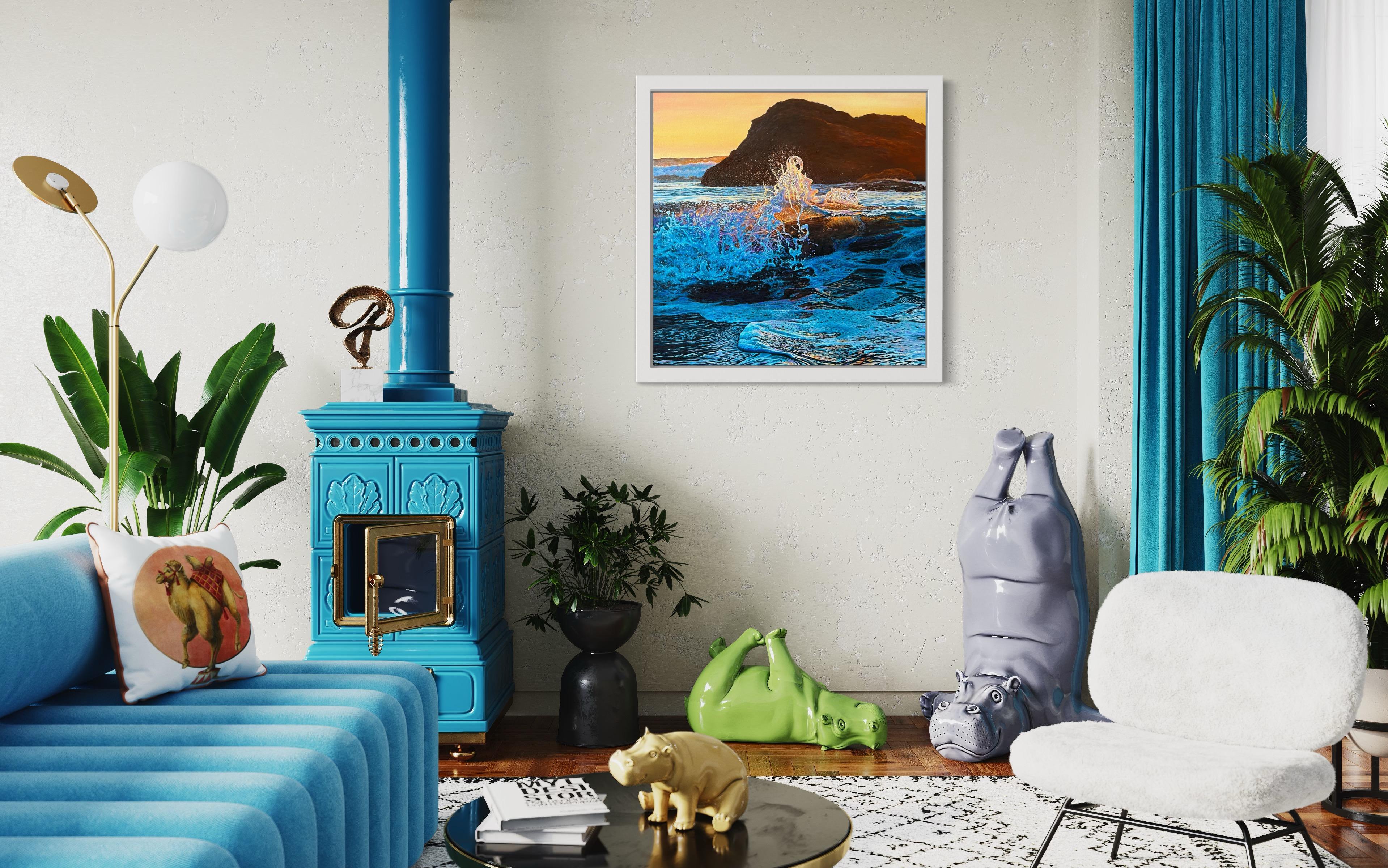 «Explosion of Feelings» – Hyperrealistic Seascape Oil Painting For Sale 5