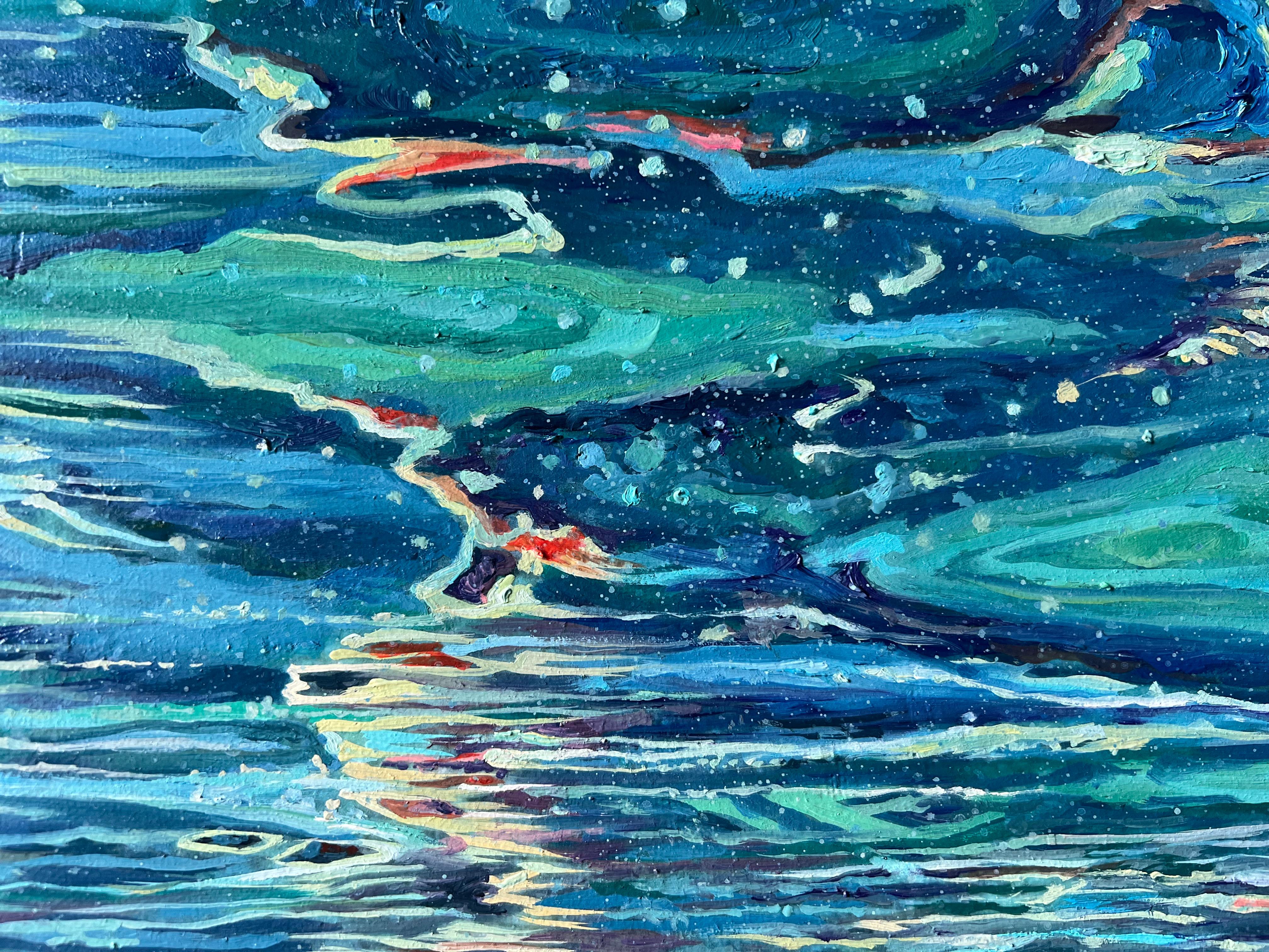 Spectacle de lumière - Bleu Figurative Painting par DARIA DUDOCHNYKOVA