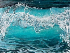 «Splash of Silence» – Turquoise Wave Hyperrealism Oil Painting