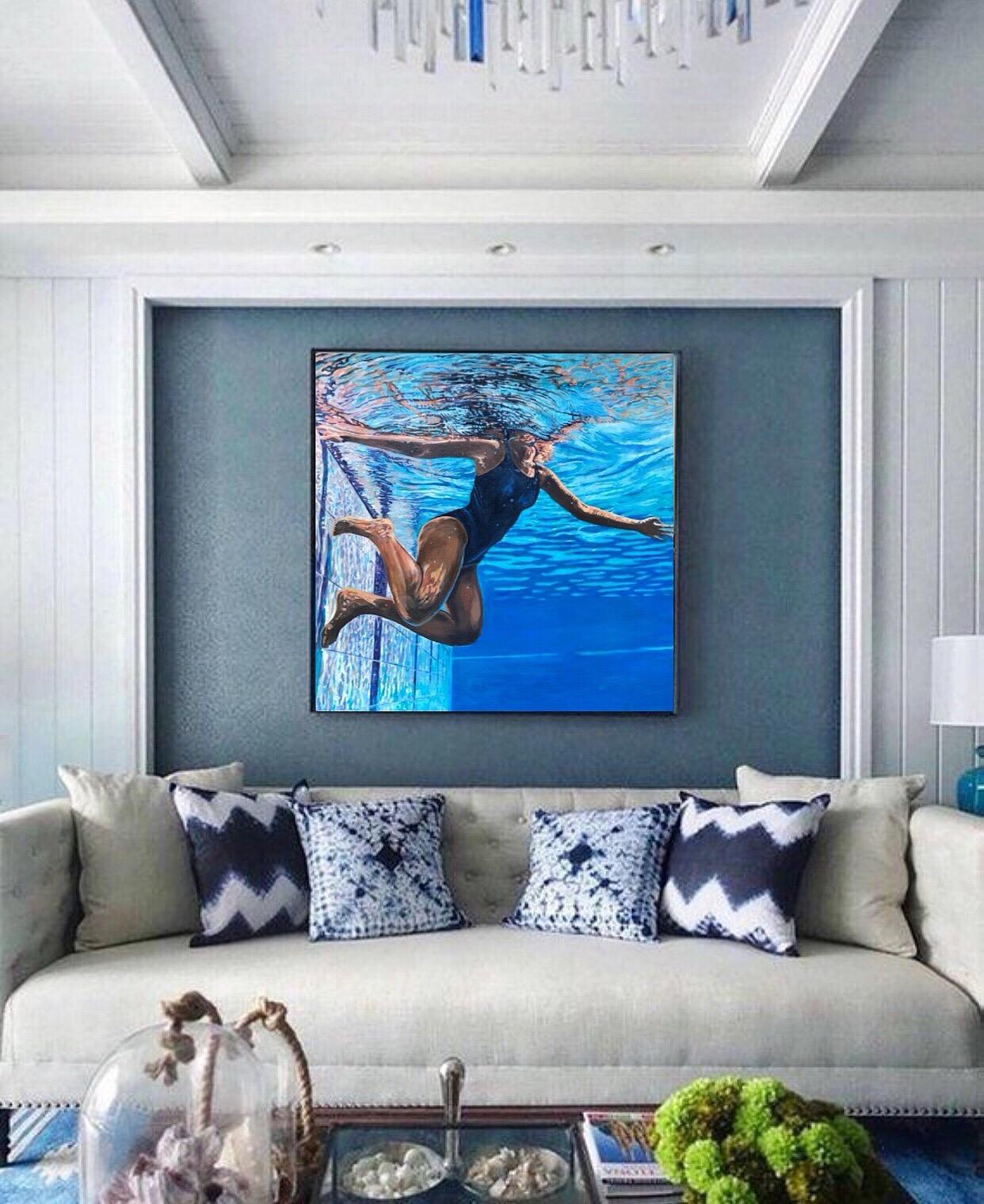 Swimmer - Painting by DARIA DUDOCHNYKOVA