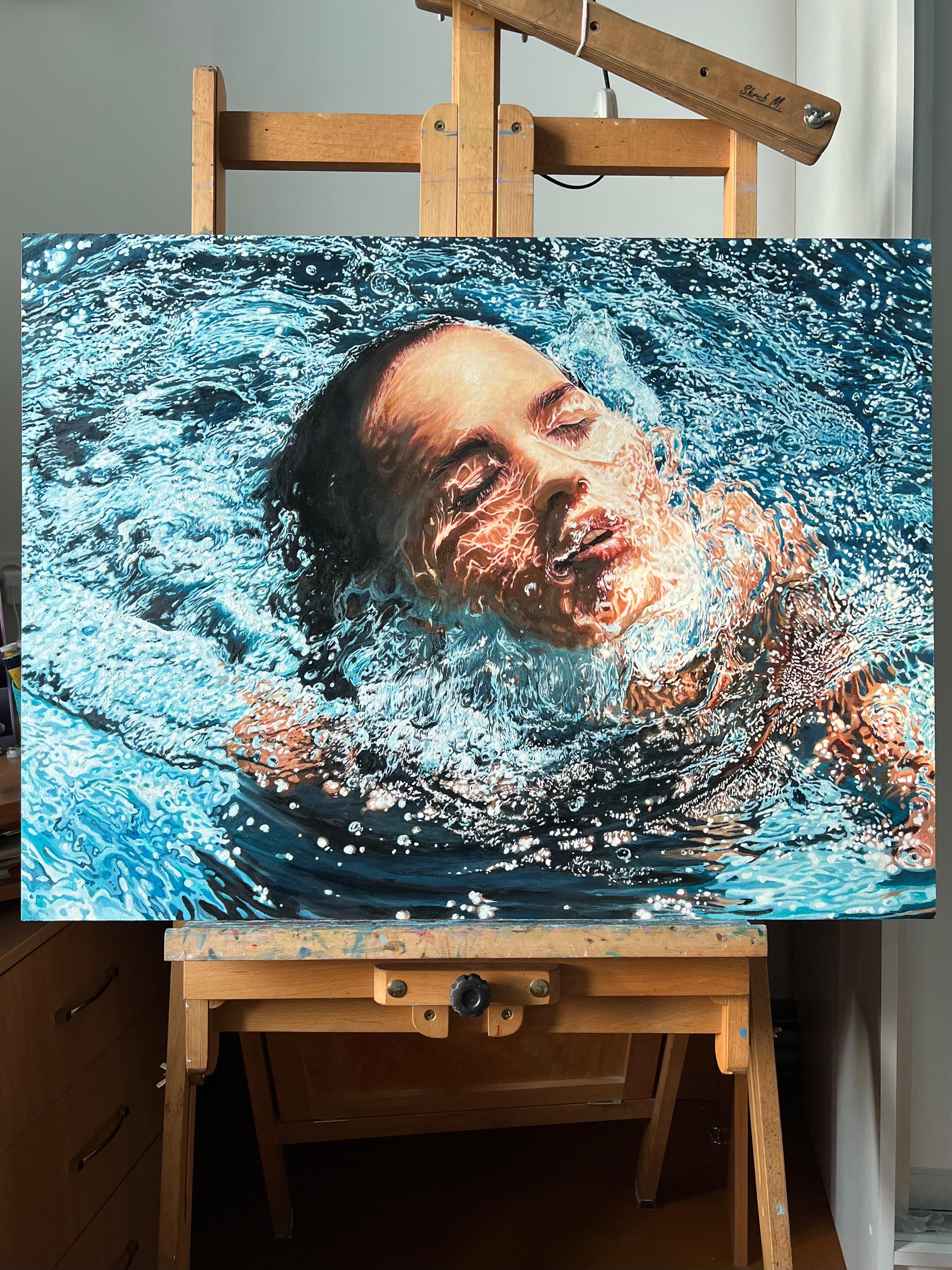 Waves of Freedom - Photorealist Painting by DARIA DUDOCHNYKOVA