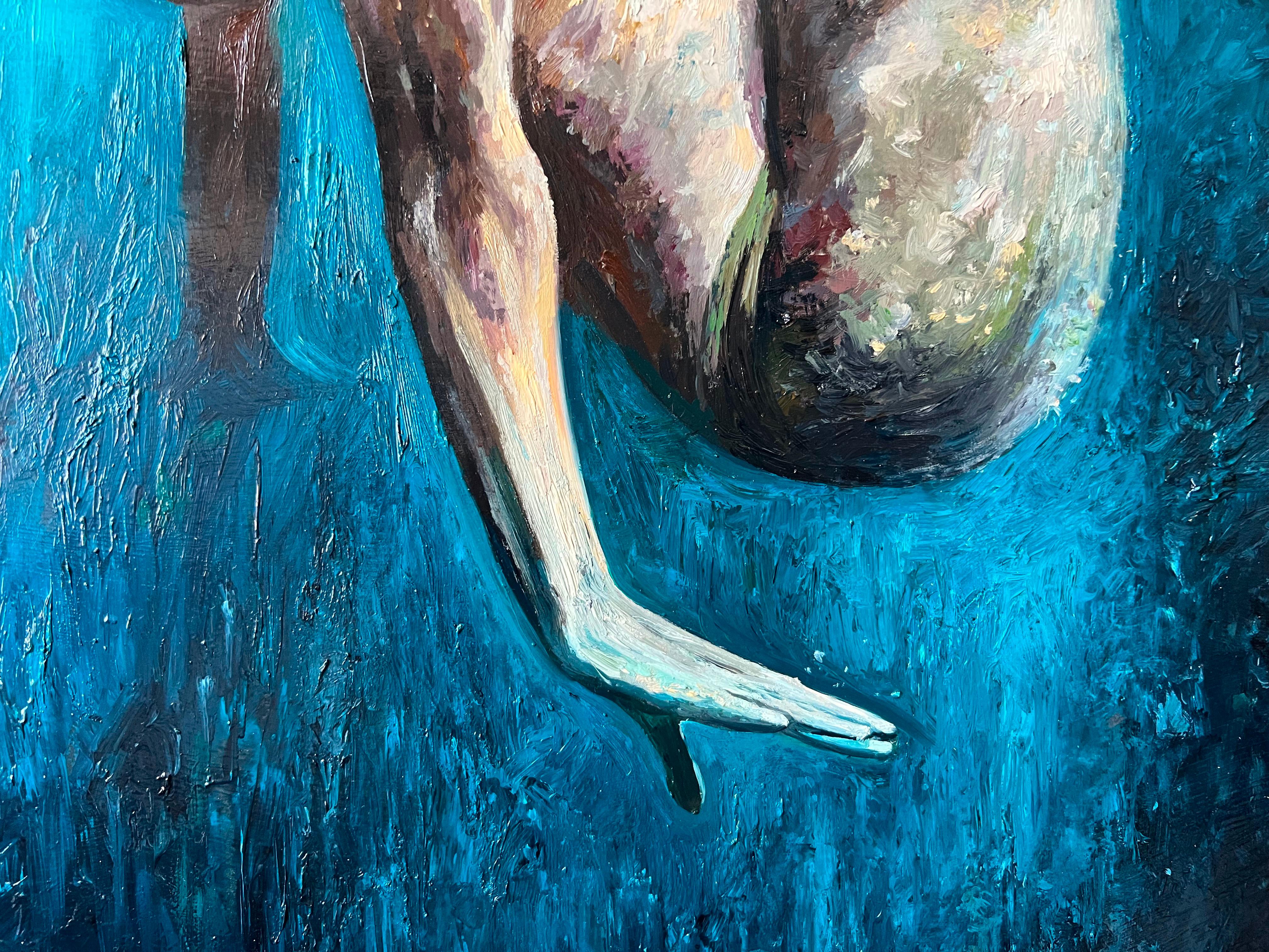 Apesanteur - Noir Figurative Painting par DARIA DUDOCHNYKOVA