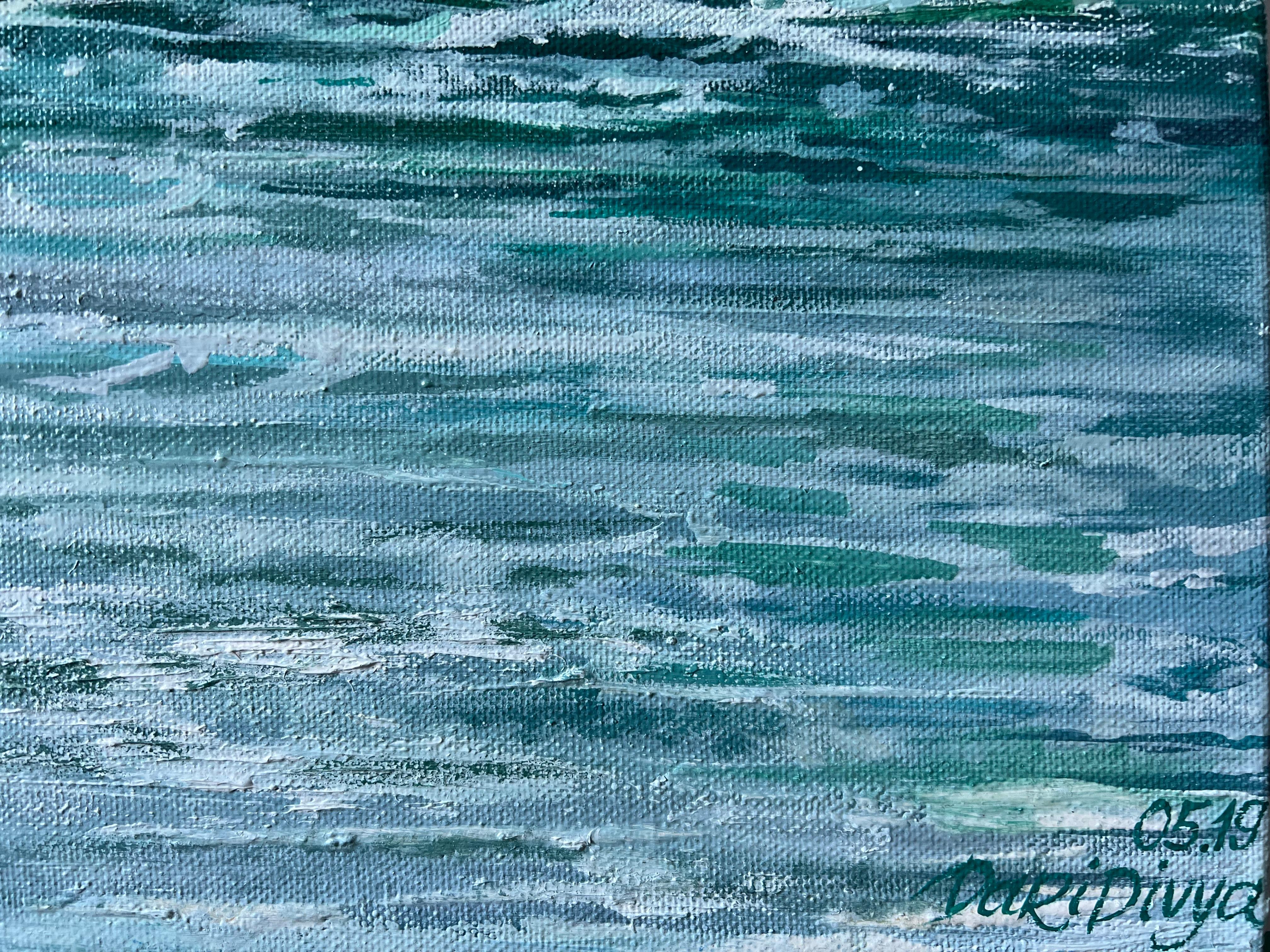 Encaje blanco - Abstract Painting Azul de DARIA DUDOCHNYKOVA