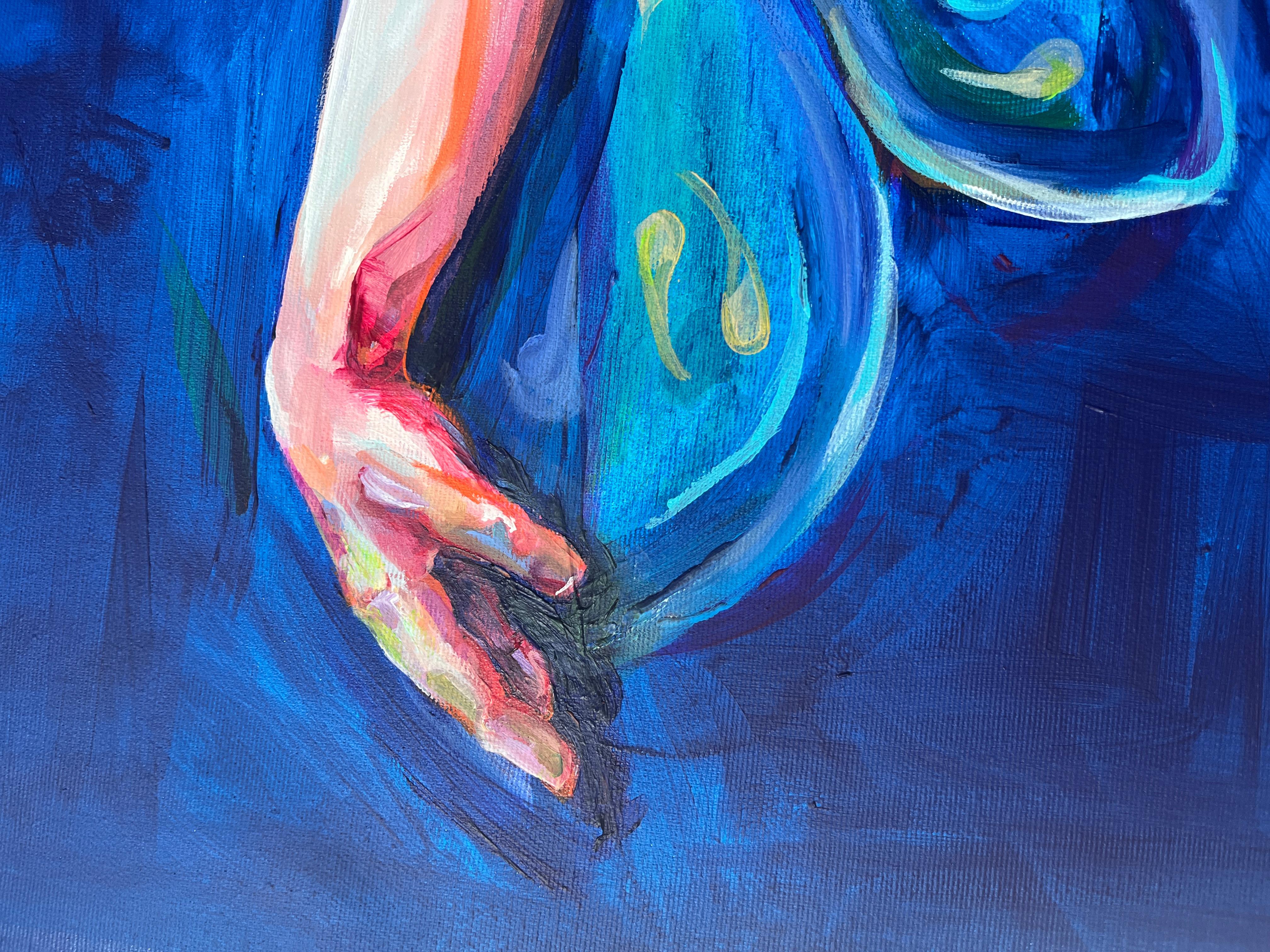 Der Tanz auf dem Mond (Blau), Figurative Painting, von Daria Golovina
